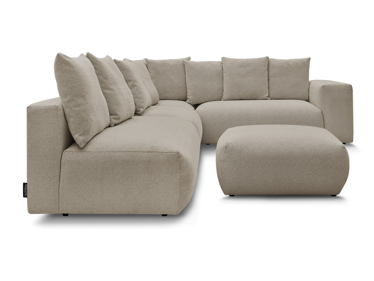 Bobochic Voltaire Ecksofa mit Pouf 322 × 268 cm Melange-Stoff Taupe Ecke rechts