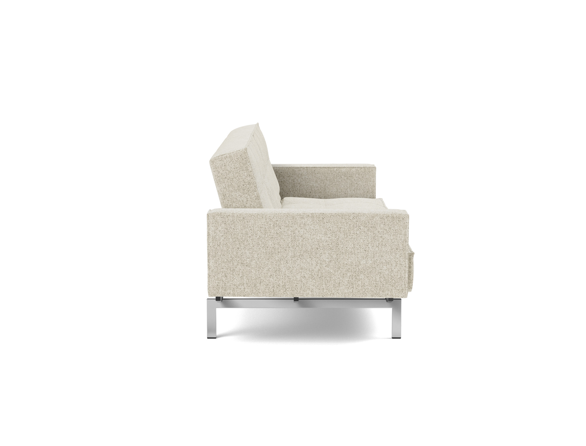 Schlafsofa Splitback mit Armlehnen Strukturierter Stoff Taura 357-Off-White Beine Chrom