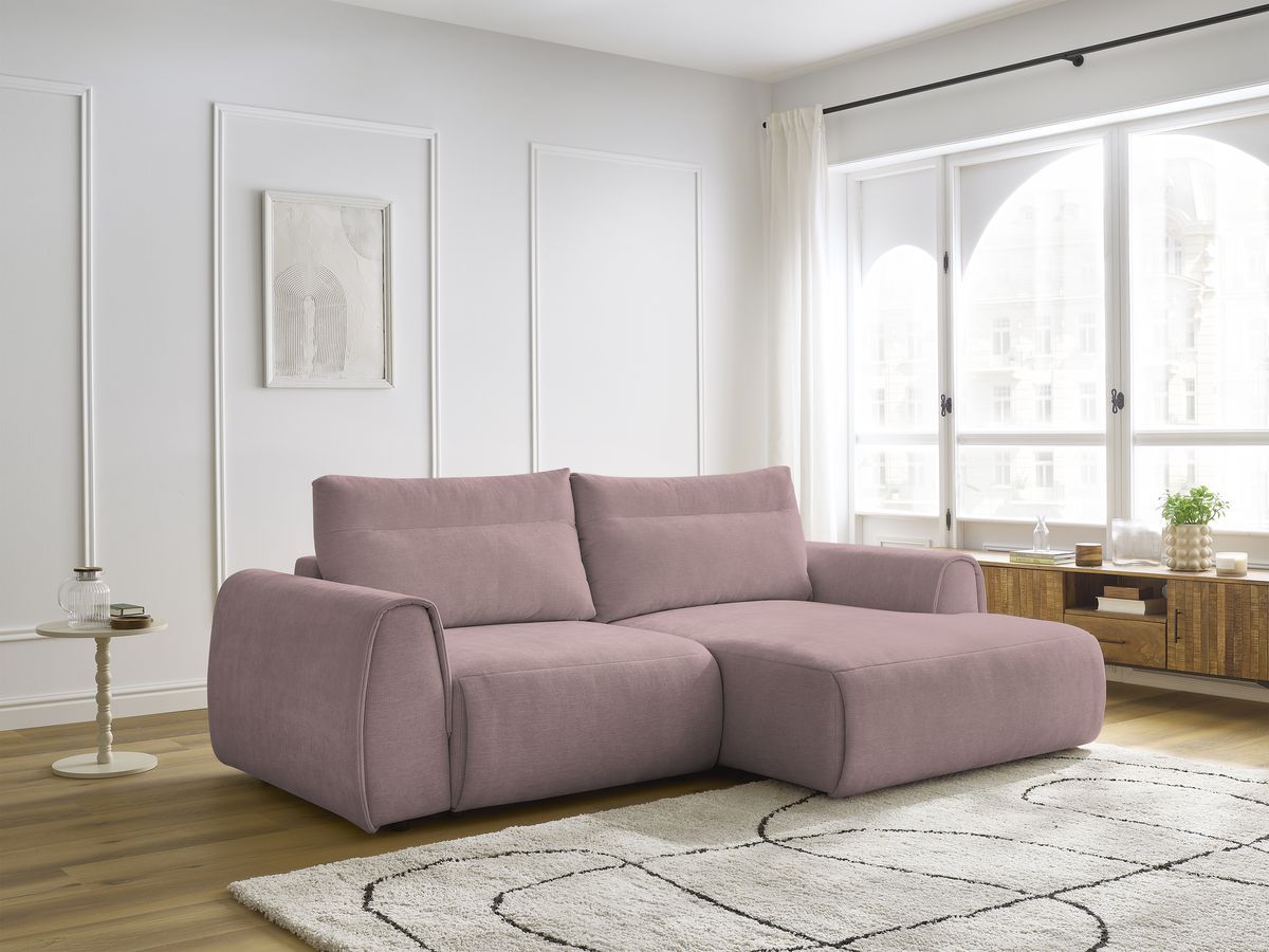 Bobochic Aden Ecksofa 246 × 152 cm Stoff Rosa Ecke rechts