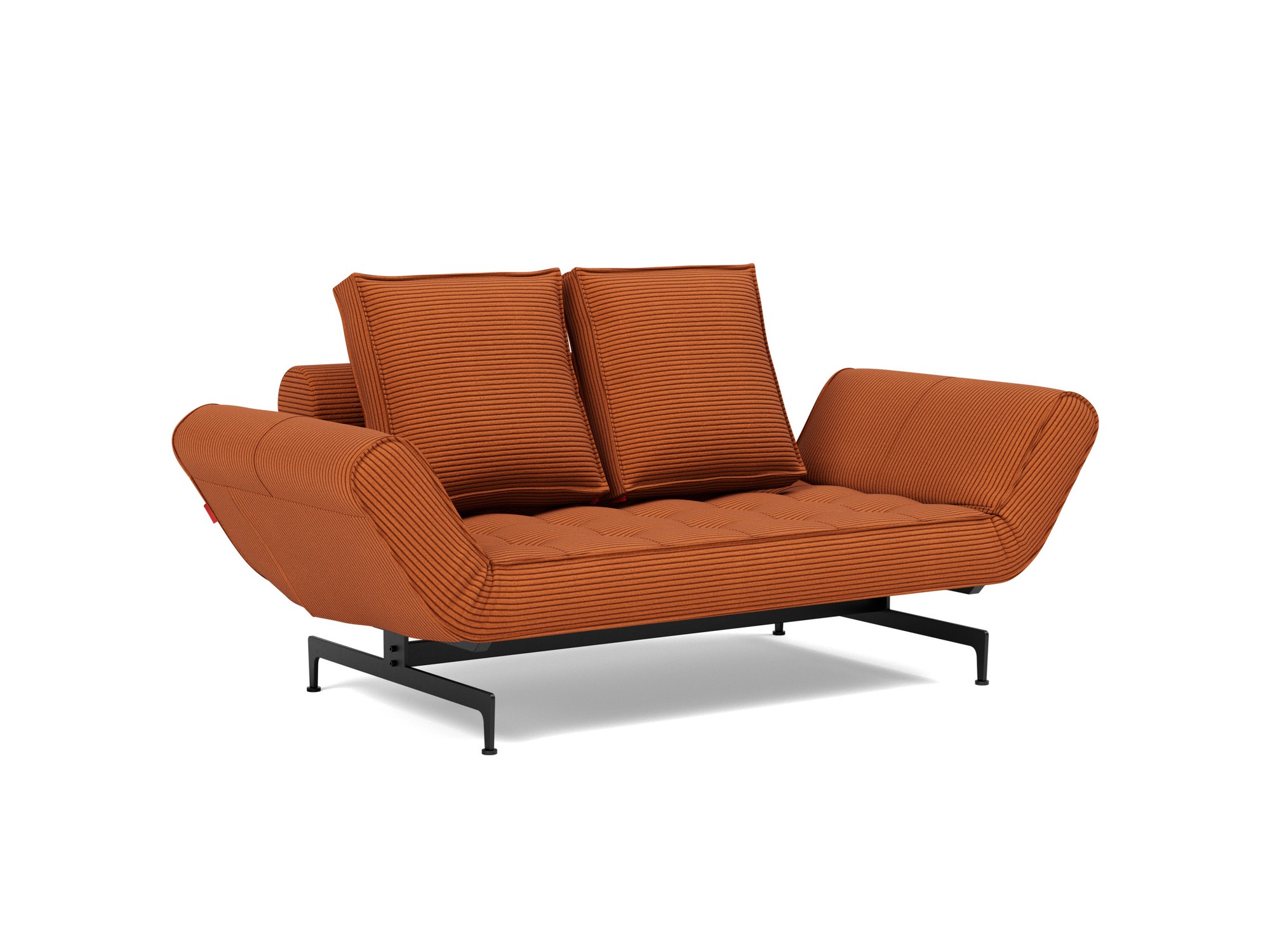 Tagesbett Ghia Kord Corduroy 595-Burnt-Orange Beine Laser schwarz