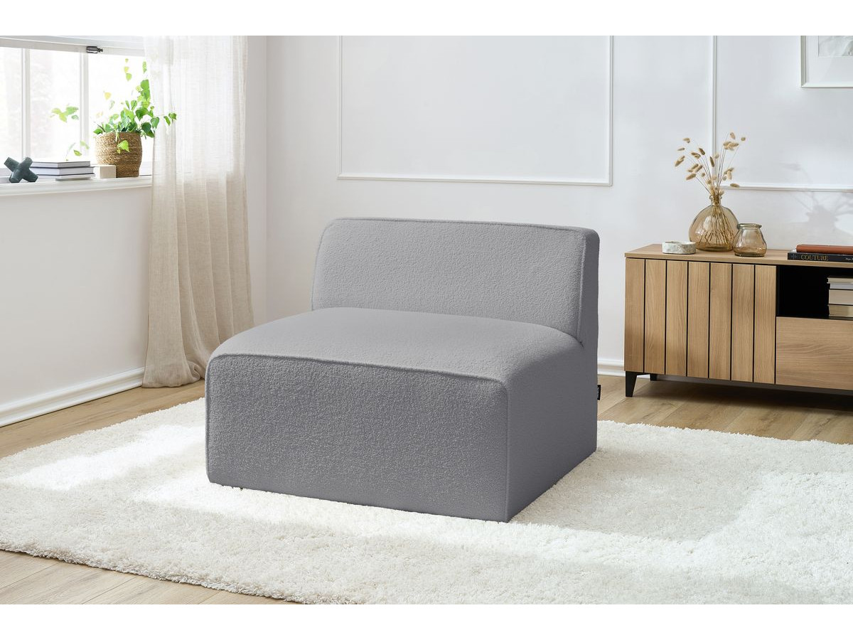 Bobochic Megeve Sofamodul 1-Sitzer Bouclé-Stoff Hellgrau
