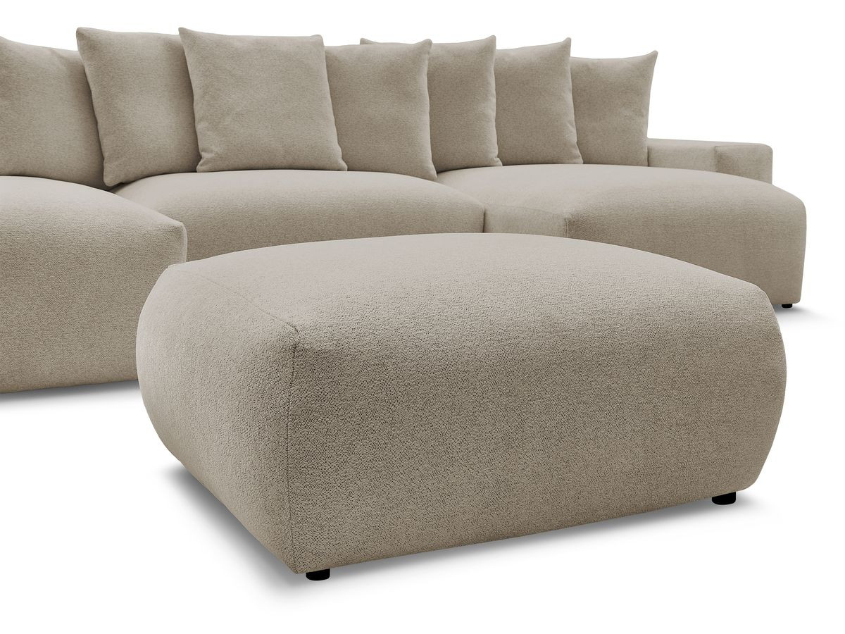 Bobochic Voltaire Wohnlandschaft mit Pouf 420 × 174 cm, Liegefläche 135 × 345 cm Melange-Stoff Taupe