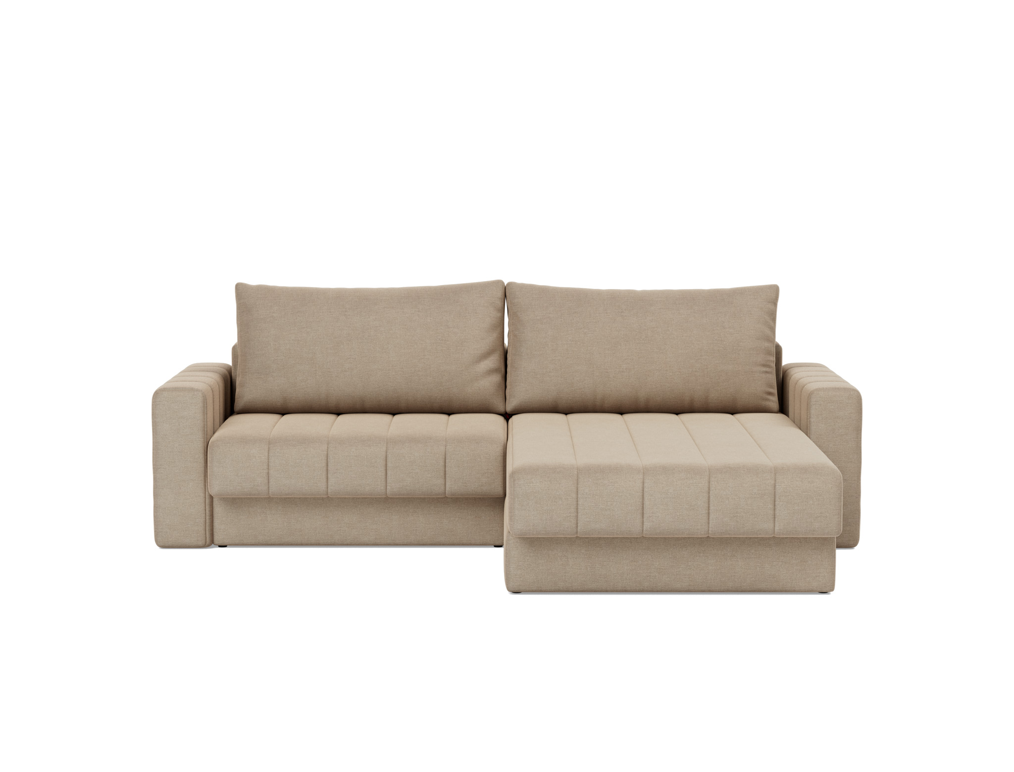 Schlafsofa Akello mit Chaiselongue und Armlehnen Flachgewebe Phobos 587-Mocha