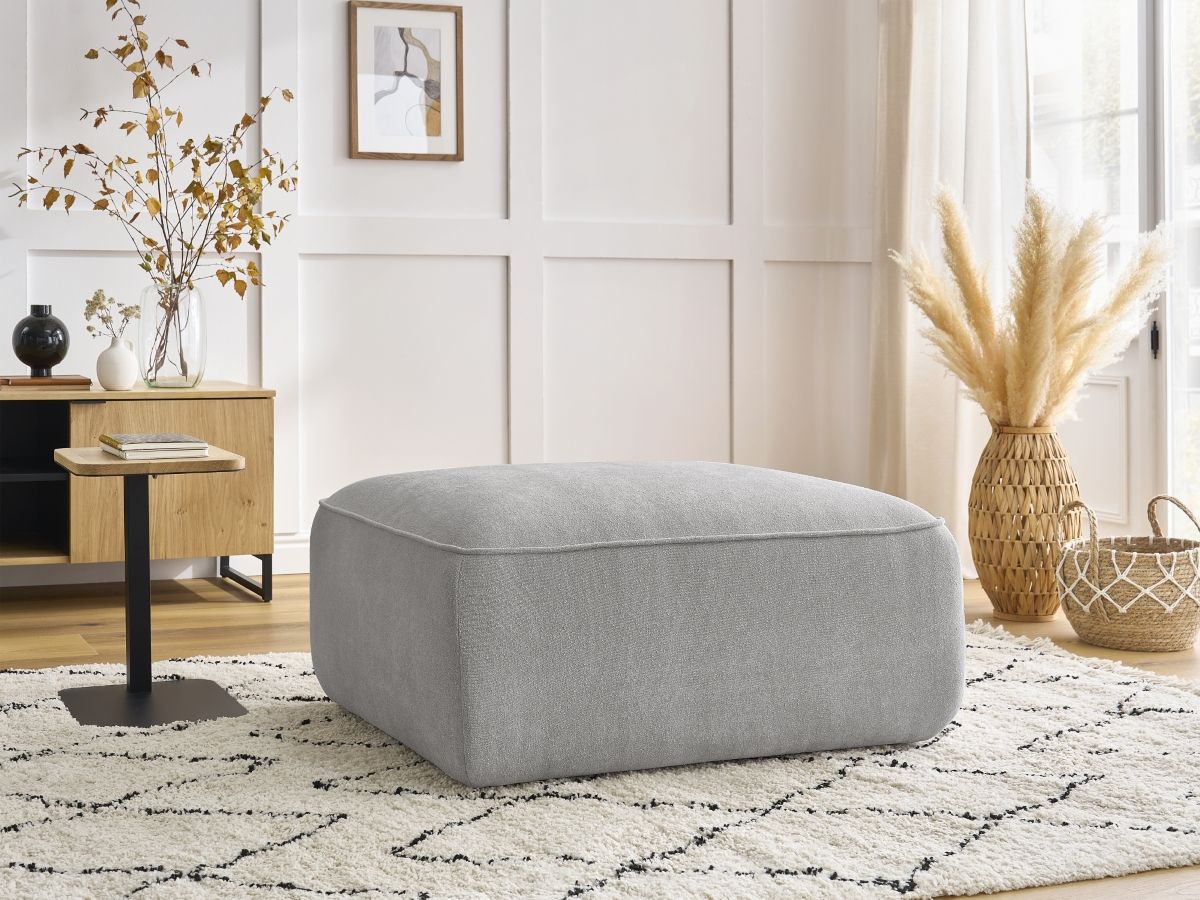 Bobochic Zephyr Pouf Strukturstoff Hellgrau