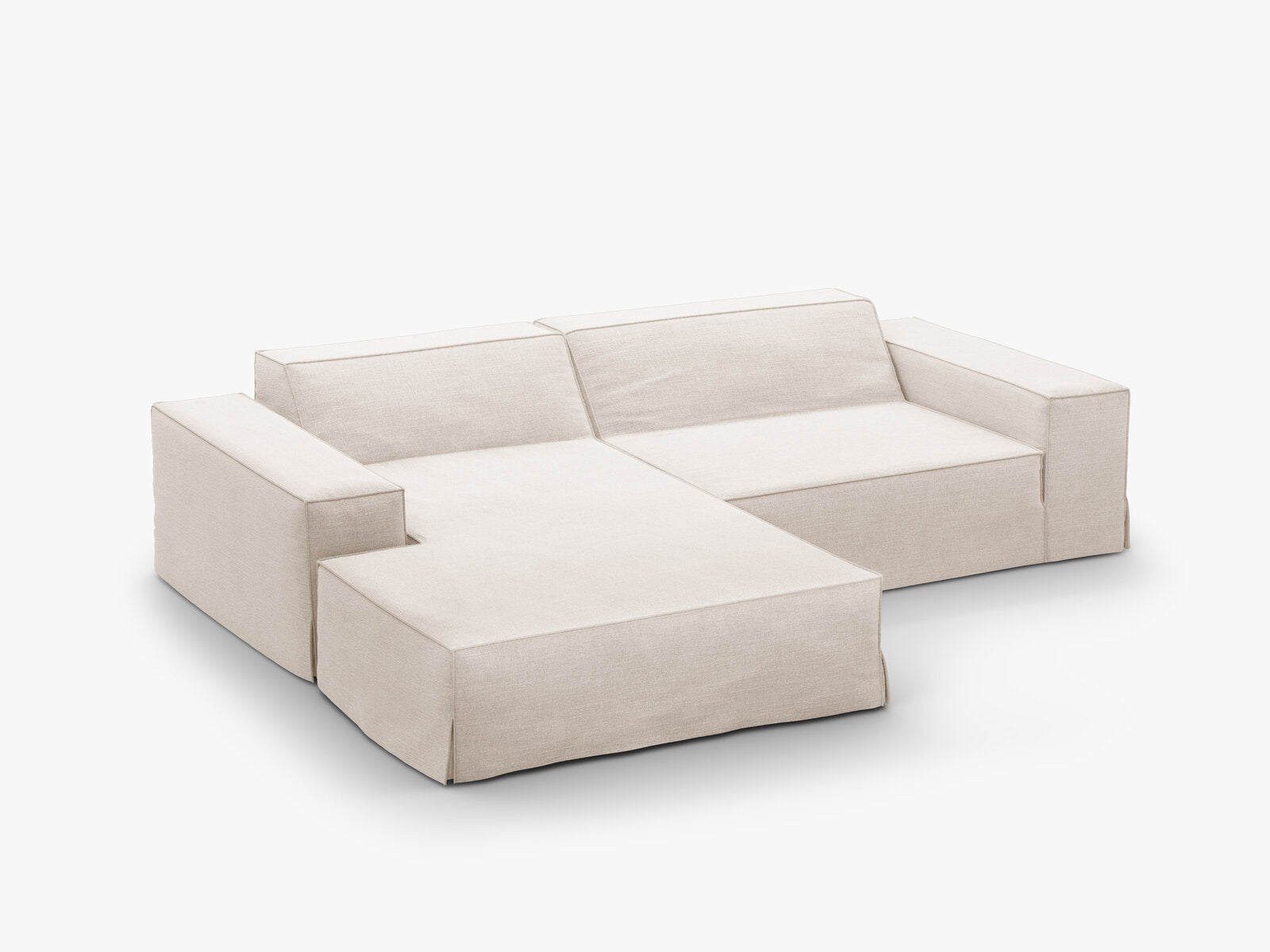 Micadoni Ecksofa Jodie 3-Sitzer Links Strukturierter Stoff Lins Beige
