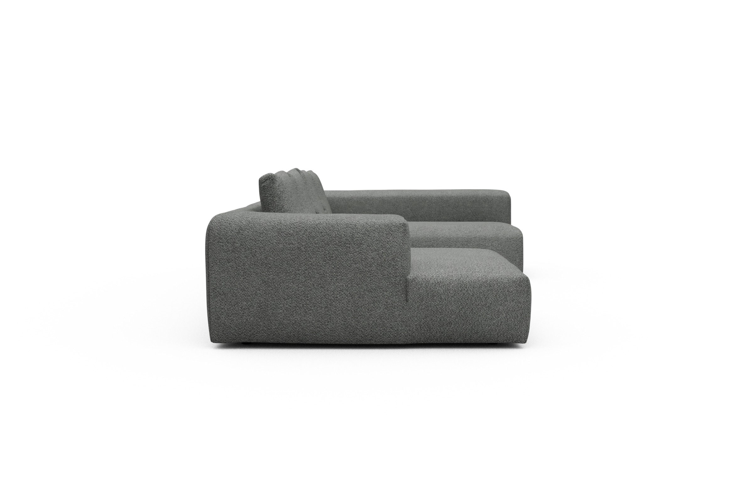 Wohnlandschaft Fred Chaiselongue links mit 2-Sitzer und lange Armlehne rechts Vanora-Warm-Grey