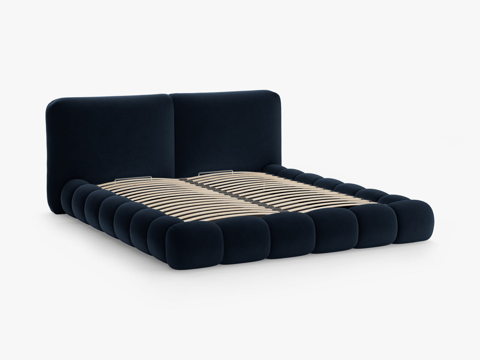 Micadoni Stauraumbett mit Kopfteil Solange Samt Magic Velvet Königsblau 180x200