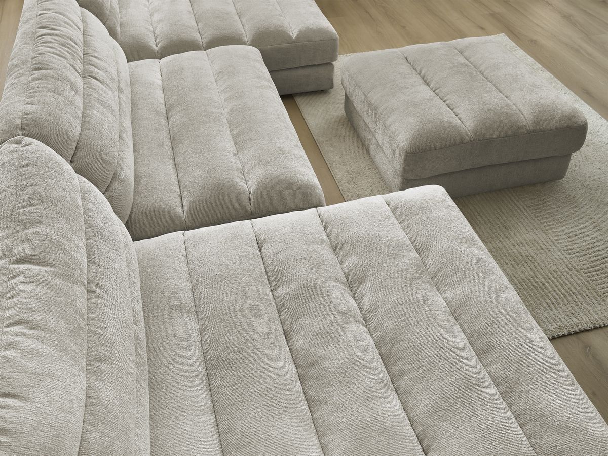 Bobochic Sierra Wohnlandschaft mit Pouf Strukturstoff Taupe
