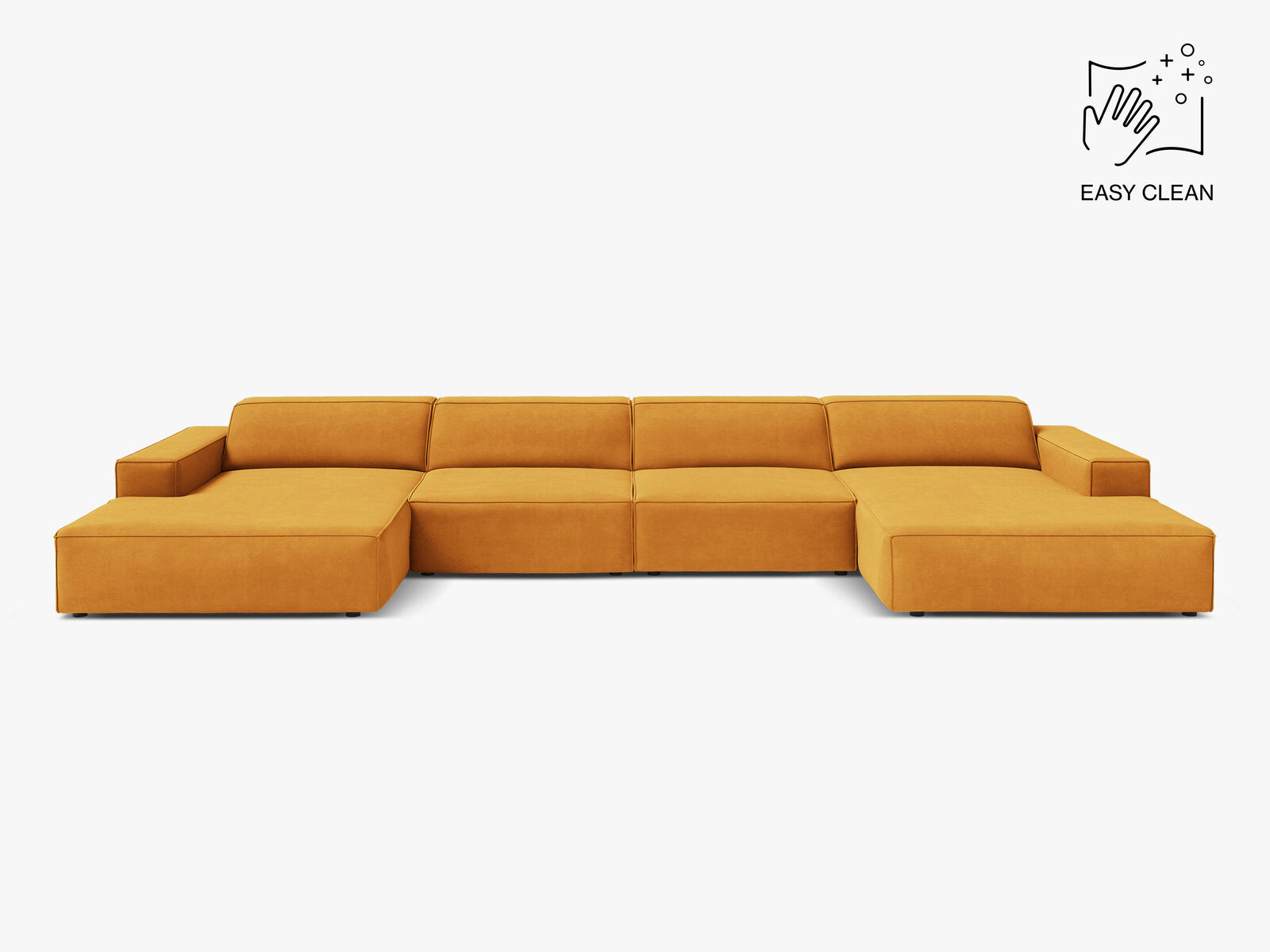 Micadoni Panorama-Sofa Jodie 6-Sitzer Samt Venus Gelb