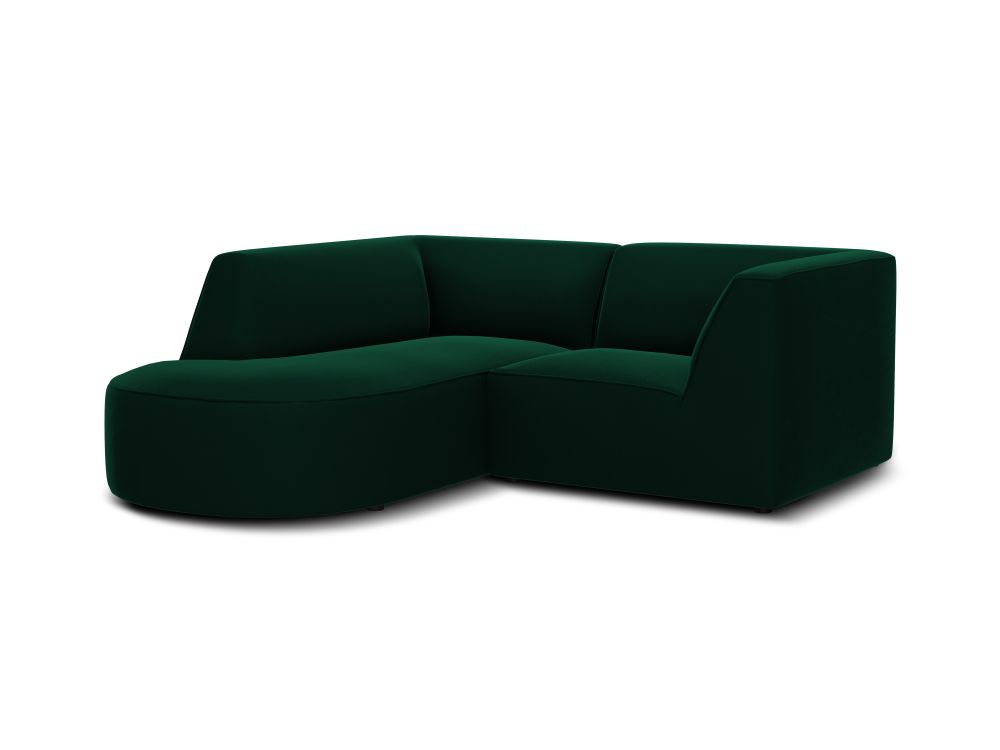 Cosmopolitan Design Ecksofa Siena 3-Sitzer abgerundet Samt Salvador Flaschengrün Links