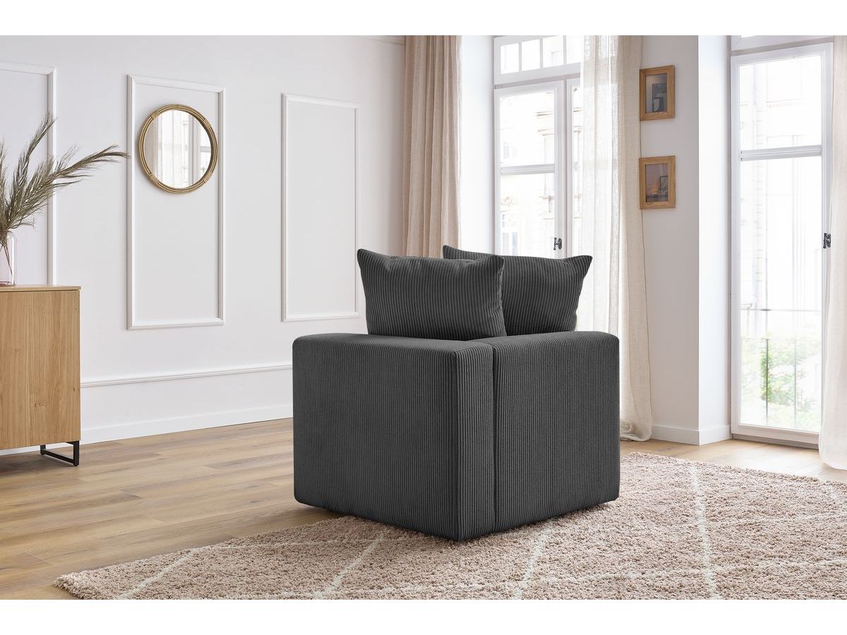 Bobochic Voltaire Eckmodul Cordsamt Dunkelgrau Ecke rechts