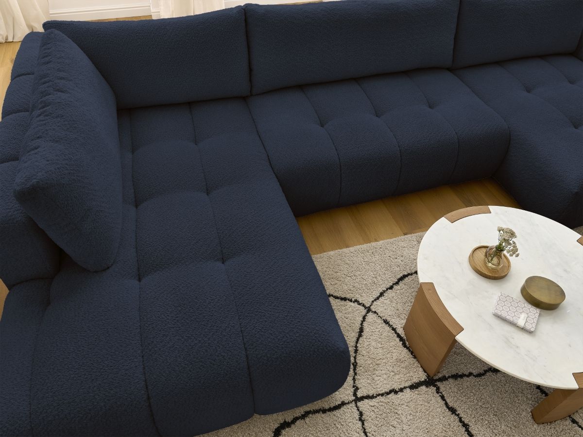 Bobochic Fuji Wohnlandschaft Bouclé-Stoff Dunkelblau Ecke rechts