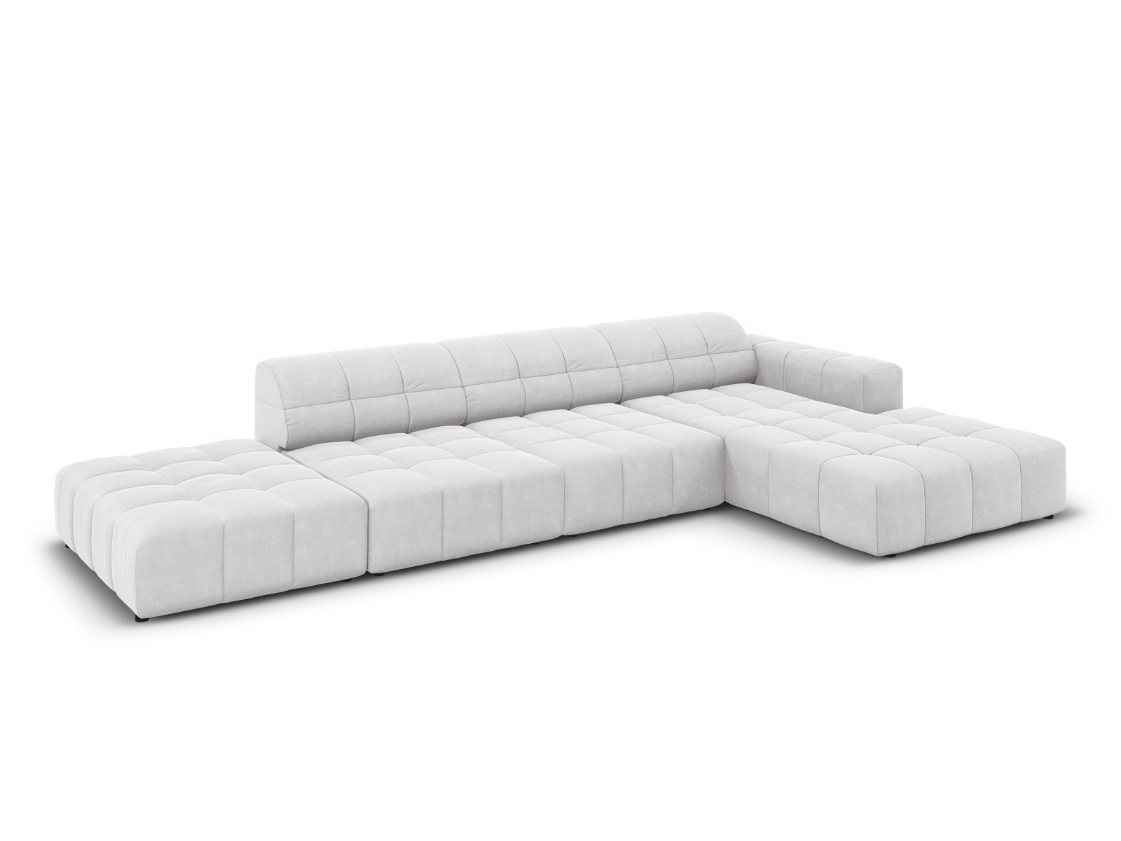 Cosmopolitan Design Ecksofa Chicago 5-Sitzer offen Samt Bluvel Silber Rechts