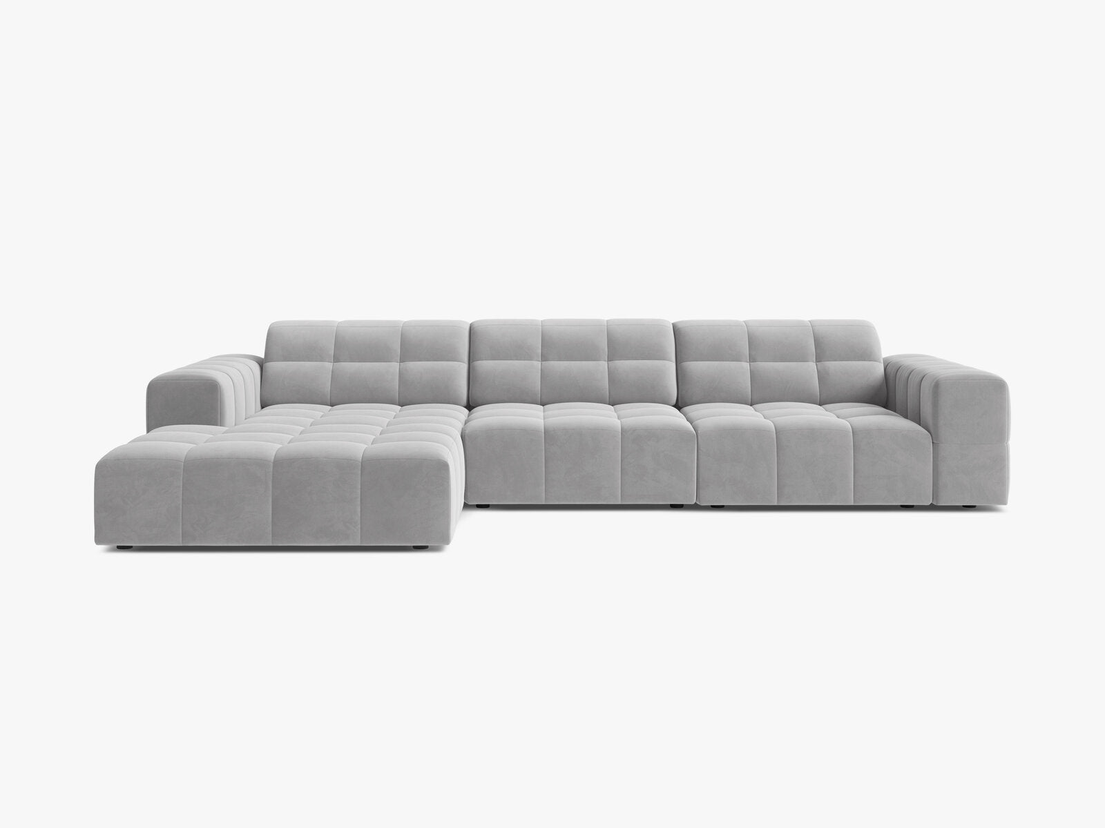 Micadoni Ecksofa Jennifer 4-Sitzer Links Samt Bluvel Silber
