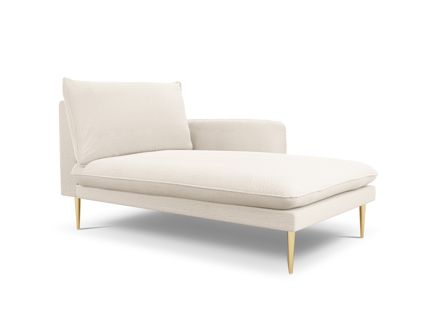 Cosmopolitan Design Chaiselongue Vienna Boucle Ascot Beige Rechts Beine Gold