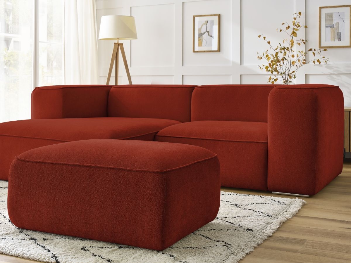 Bobochic Zephyr Ecksofa mit Pouf 260 × 165 cm Strukturstoff Orange Ecke links