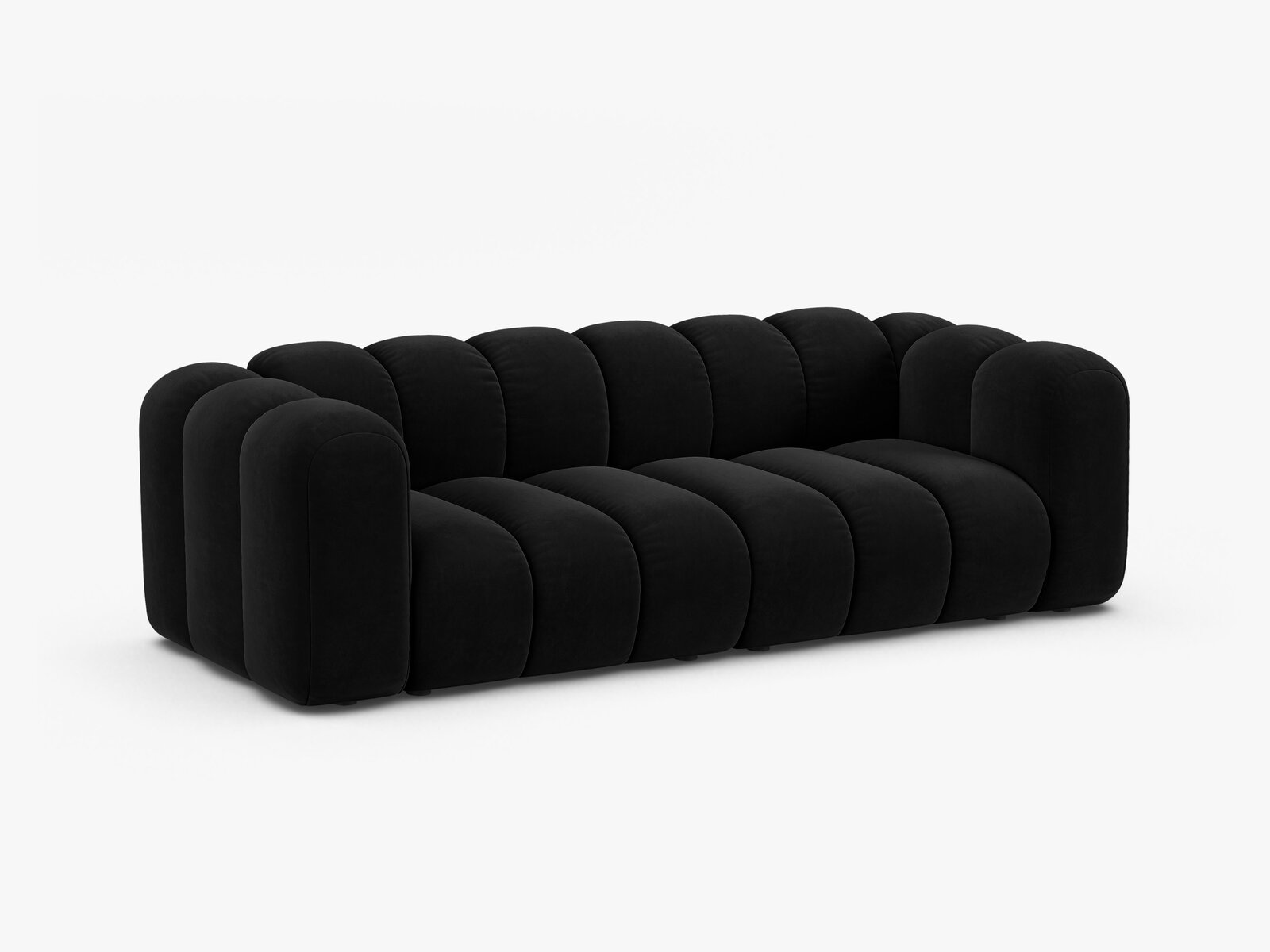 Micadoni Sofa Lupine 3-Sitzer Samt Salvador Schwarz