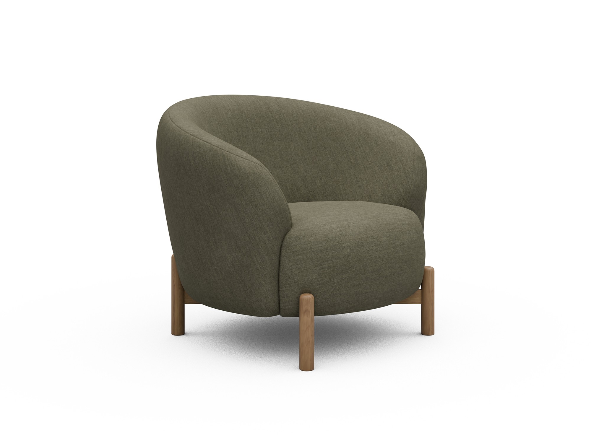 Sessel Ronda Holzbeine Eiche Natur Flachgewebe Vivus 575-Dusty-Olive