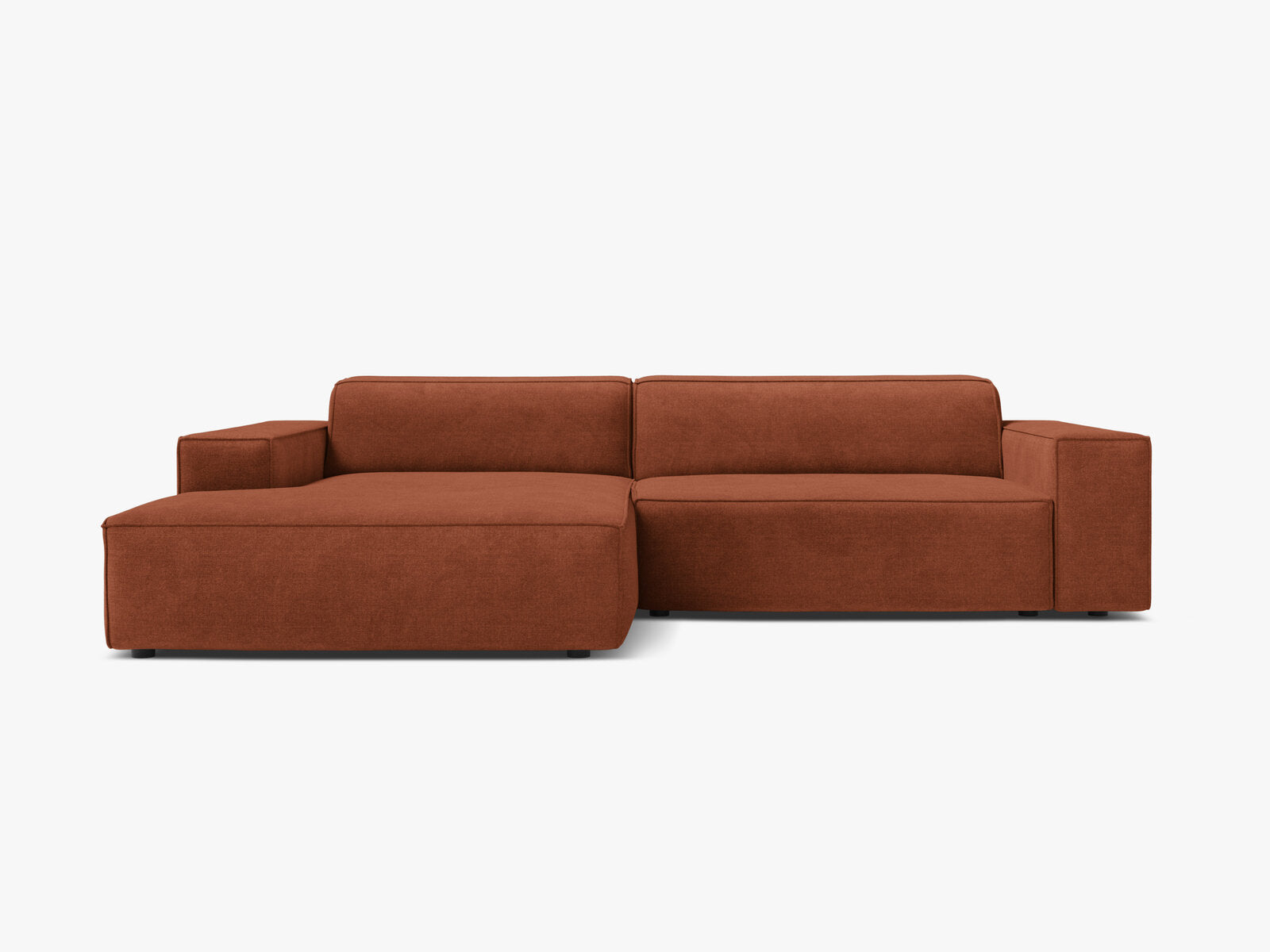 Micadoni Ecksofa Jodie 3-Sitzer Strukturierter Stoff Liberty Ziegel Links