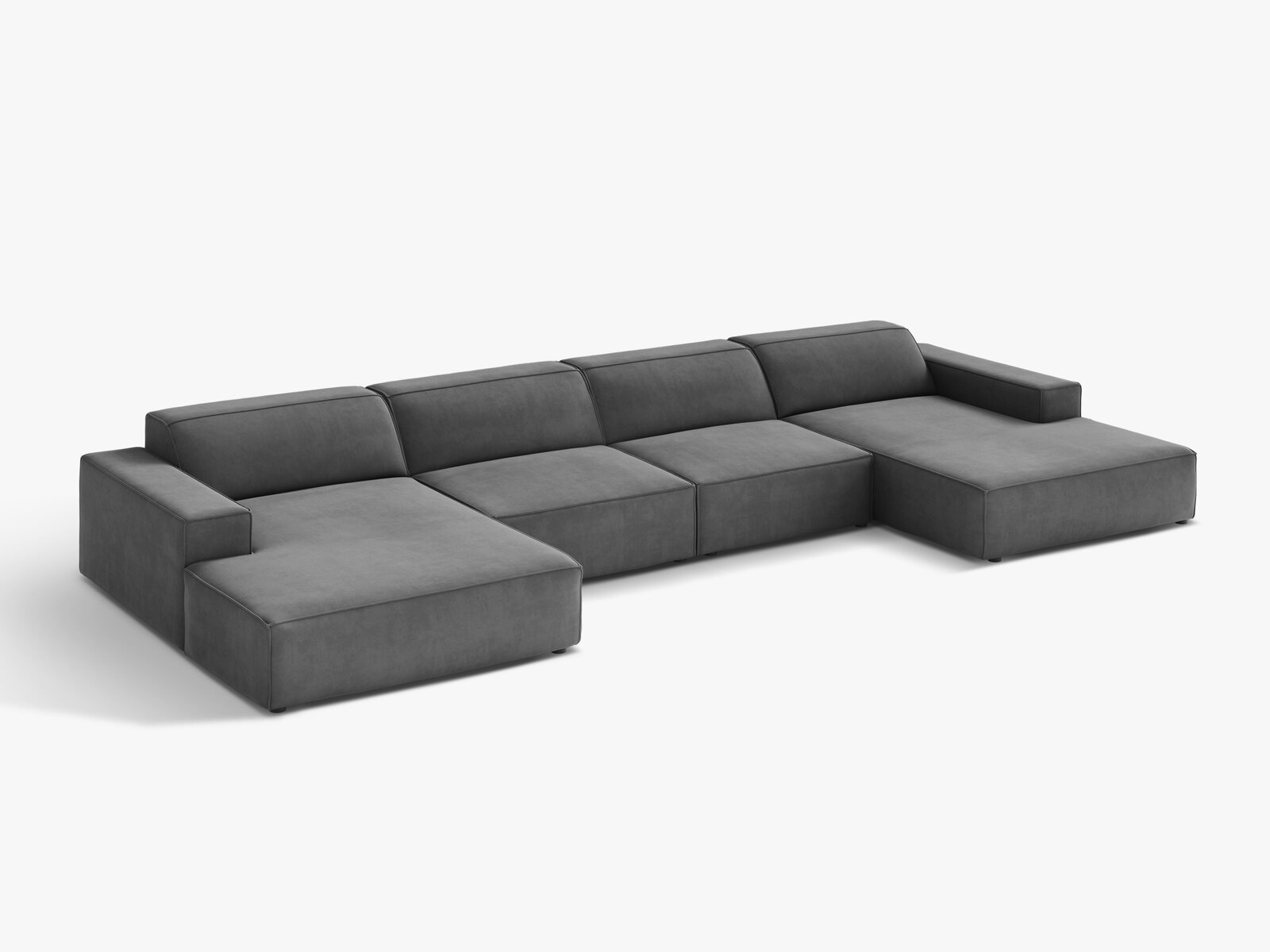 Micadoni Panorama-Sofa Jodie 6-Sitzer Samt Venus Grau