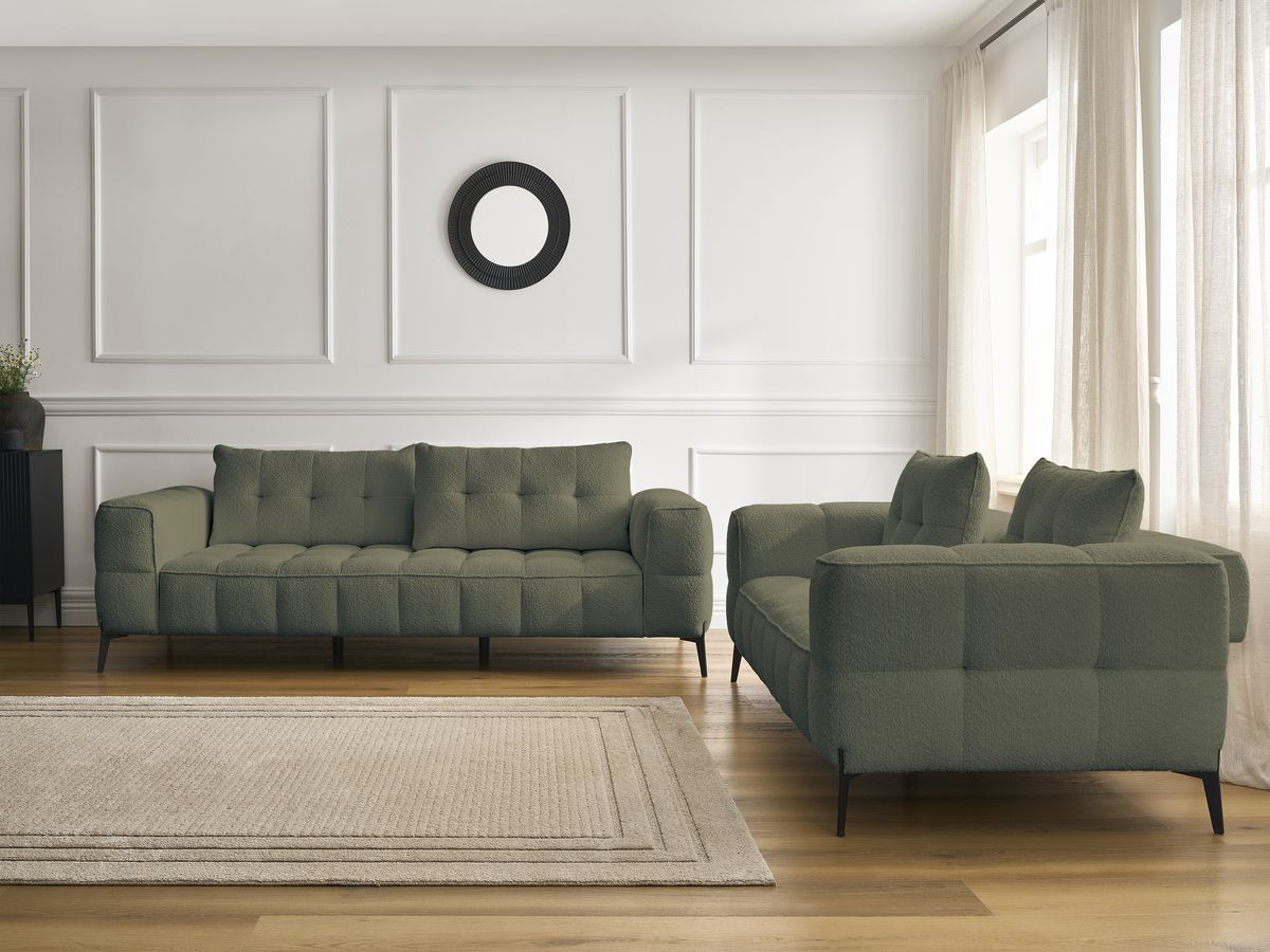 Bobochic Anis Sofa 5-Sitzer Bouclé-Stoff Grün