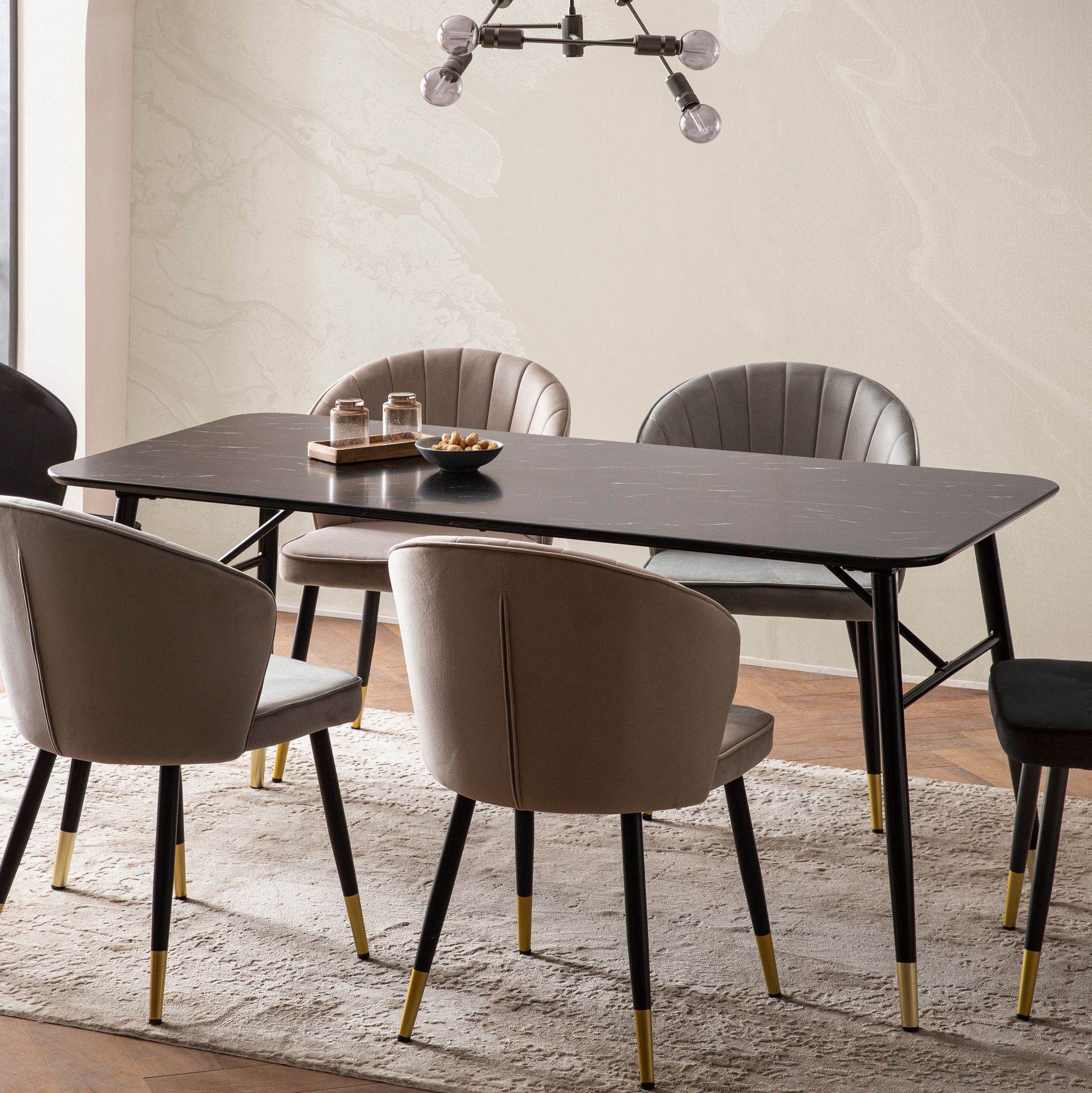 Esstisch Gausdal Marmoroptik Schwarz 200 × 90 × 76 cm