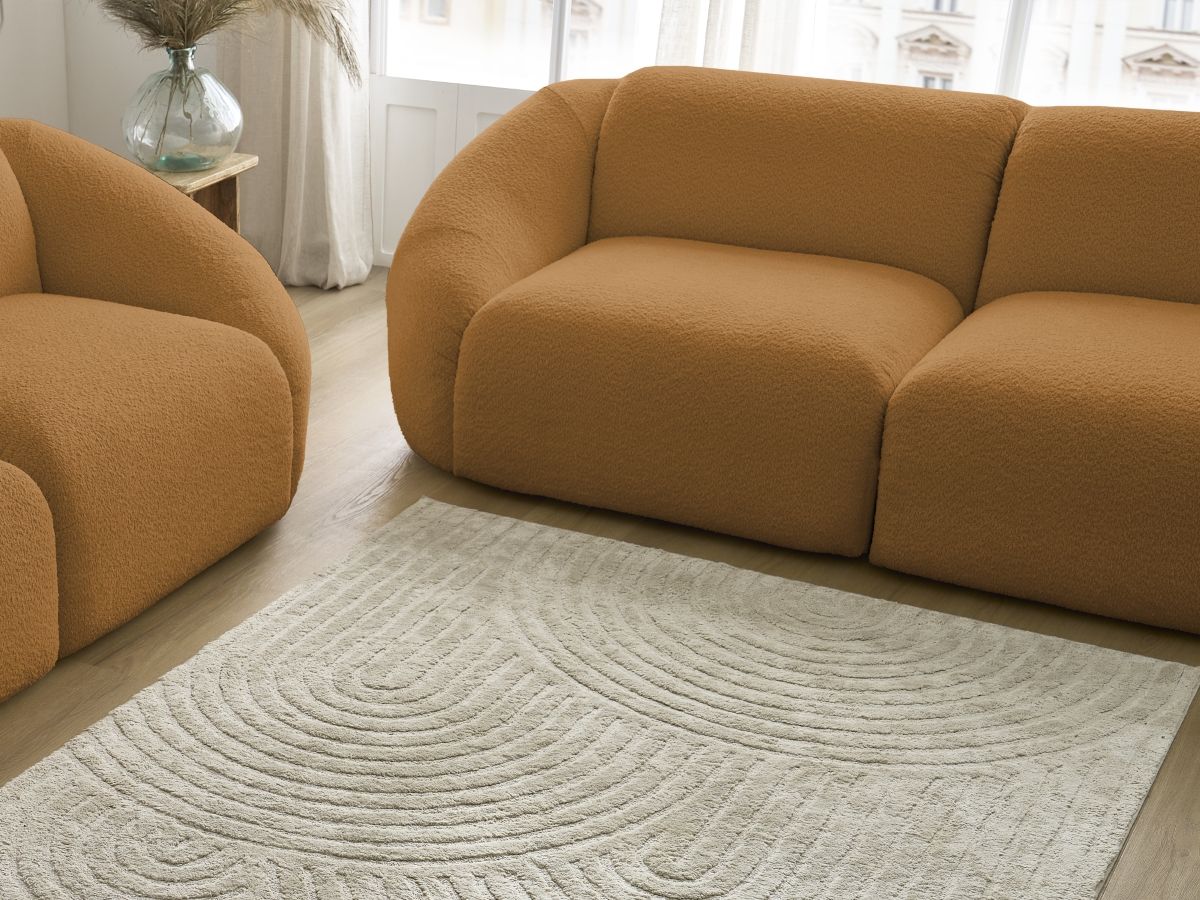 Bobochic Tina Sofa 5-Sitzer Bouclé-Stoff Gelb