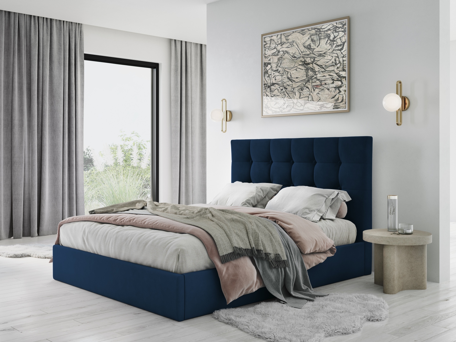 Micadoni Bett Phaedra Samt Matt Velvet Königsblau 180x200