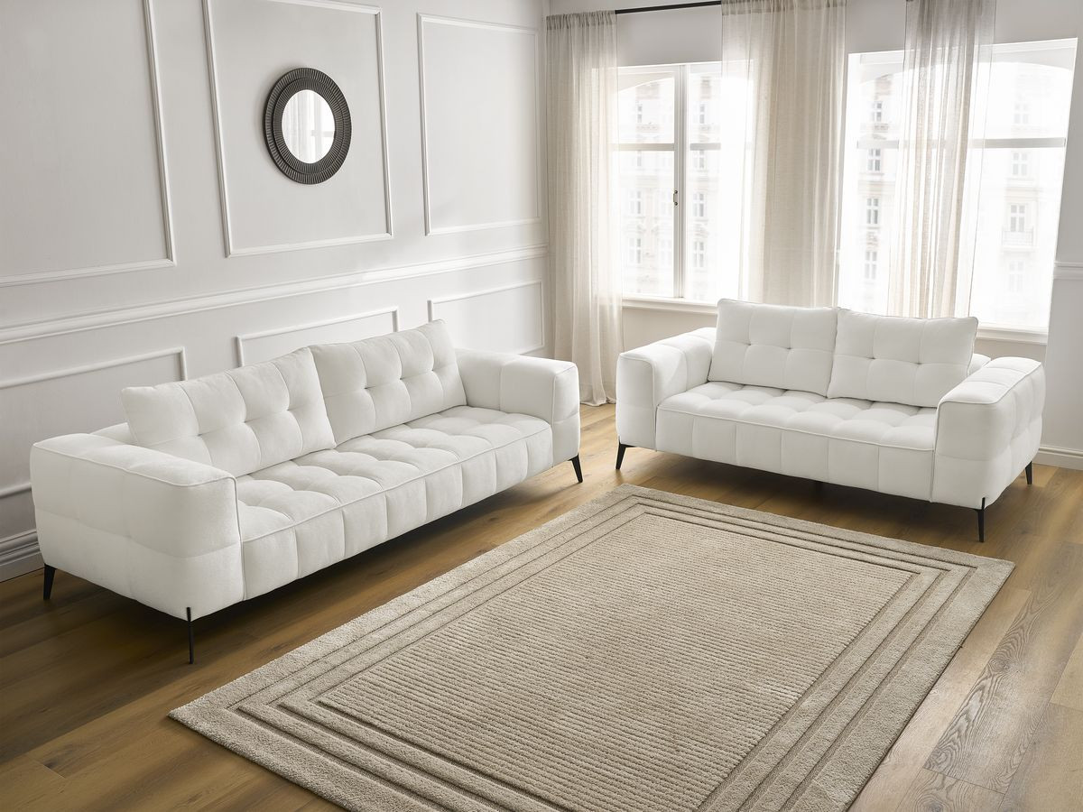 Bobochic Anis Sofa-Set 3- und 2-Sitzer Strukturstoff Weiß