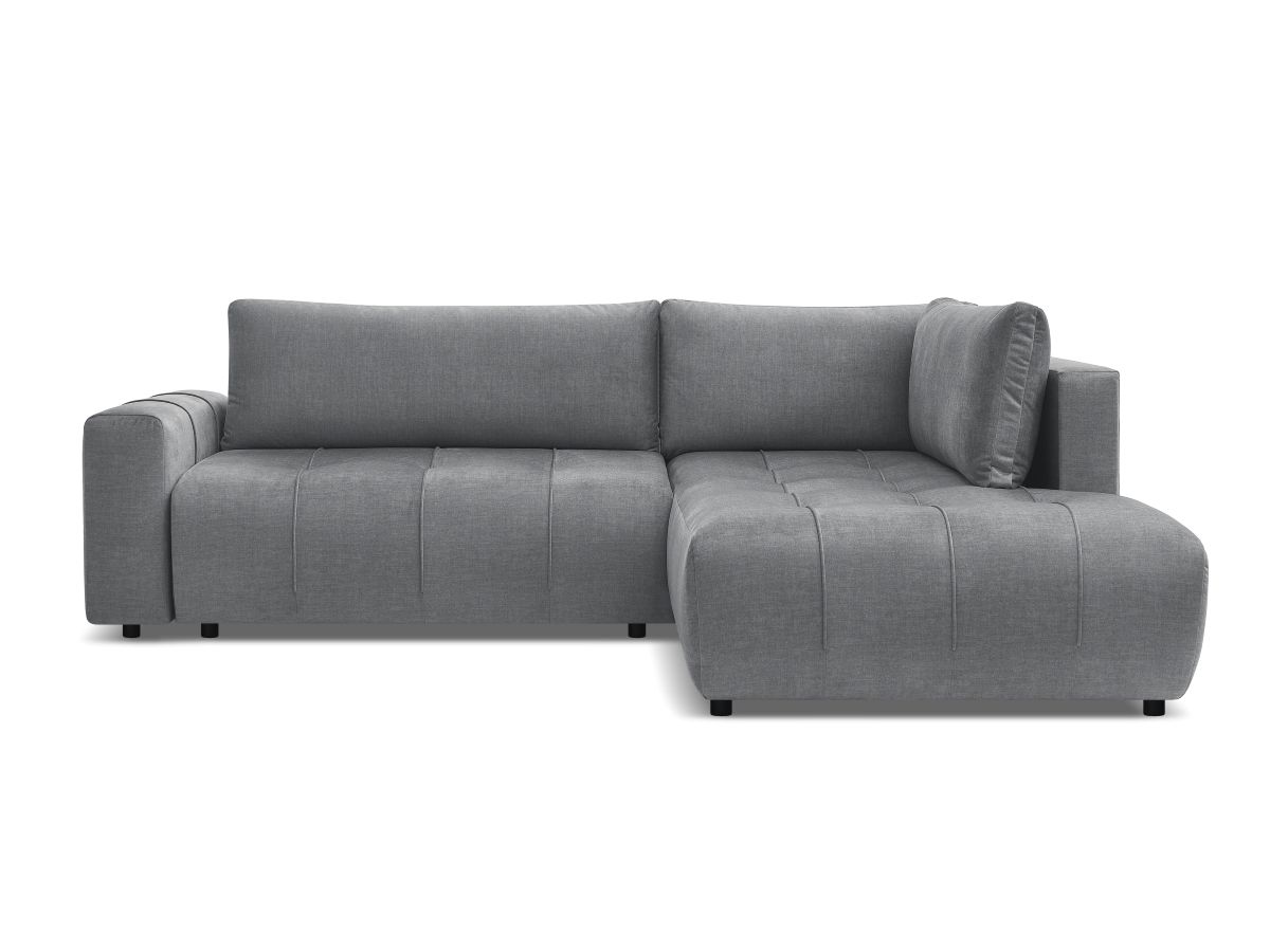 Bobochic Arsene Ecksofa mit Schlaffunktion und Bettkasten 277 × 200 cm Samt Dunkelgrau Ecke rechts