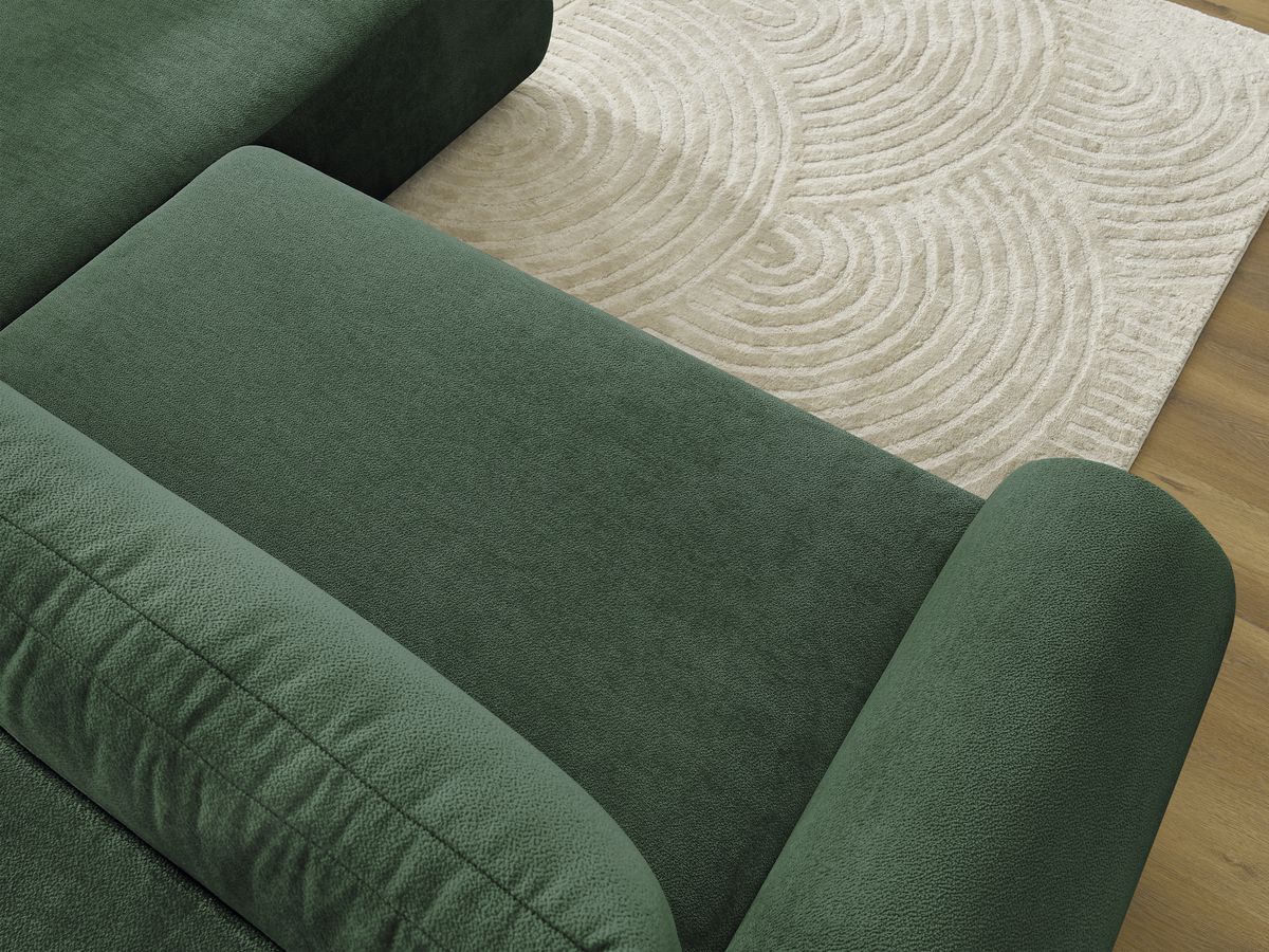 Bobochic Lucien Ecksofa mit Schlaffunktion und Bettkasten 296 × 198 cm Stoff Grün Ecke rechts