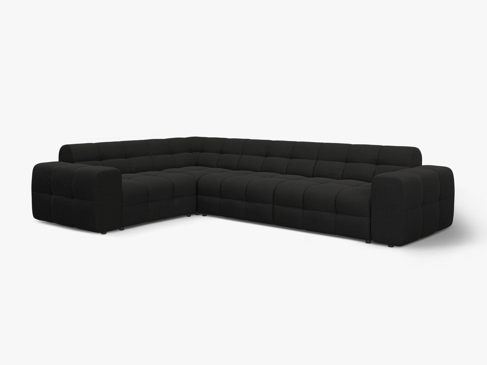 Micadoni Ecksofa Kendal 6-Sitzer Links Strukturierter Stoff Schwarz