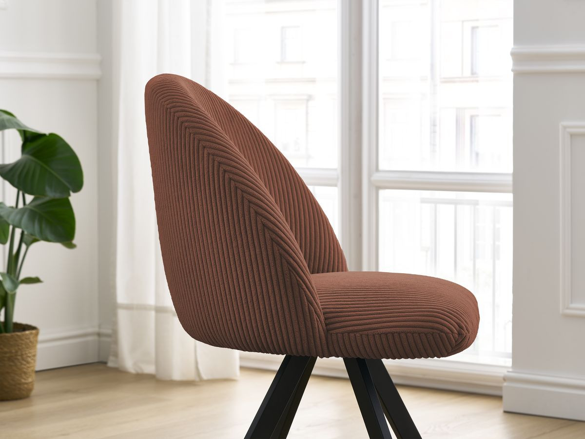 Bobochic Lalie Esszimmerstuhl mit Sternfuß Cordsamt Orange