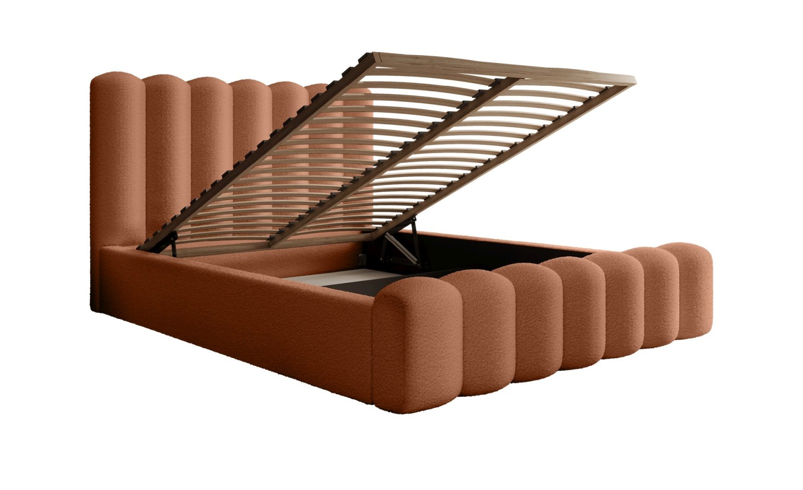 Polsterbett Laro Boucle 160x200 mit Holzrahmen Euphoria 09 Deep Terra