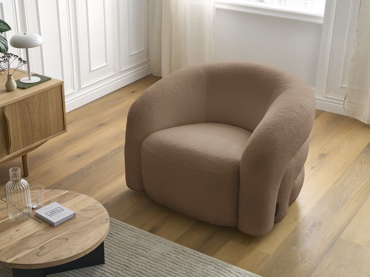 Bobochic Elina Sessel Bouclé-Stoff Braun