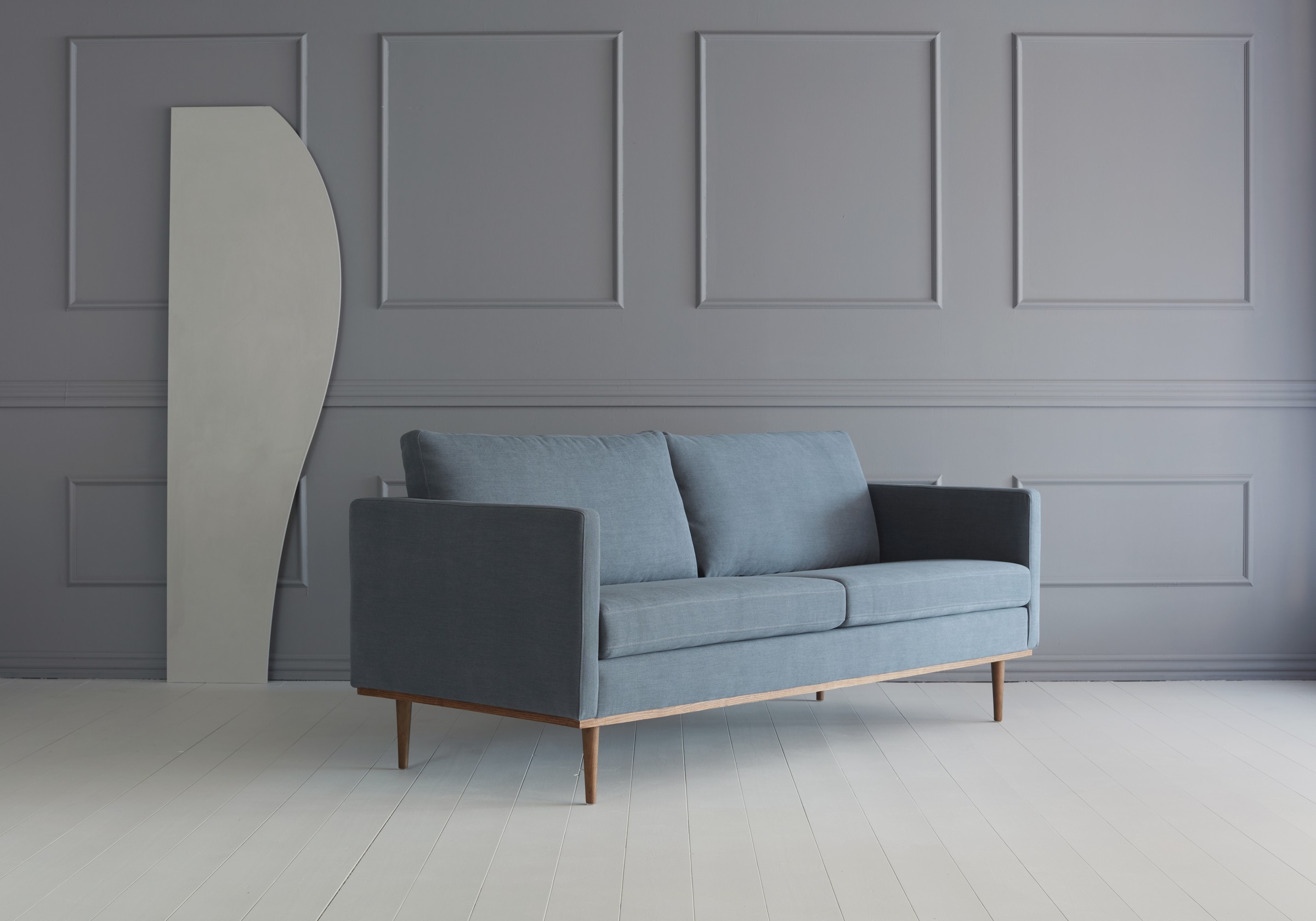 Sofa Bent 3-Sitzer Flachgewebe Vivus 573-Dusty-Blue