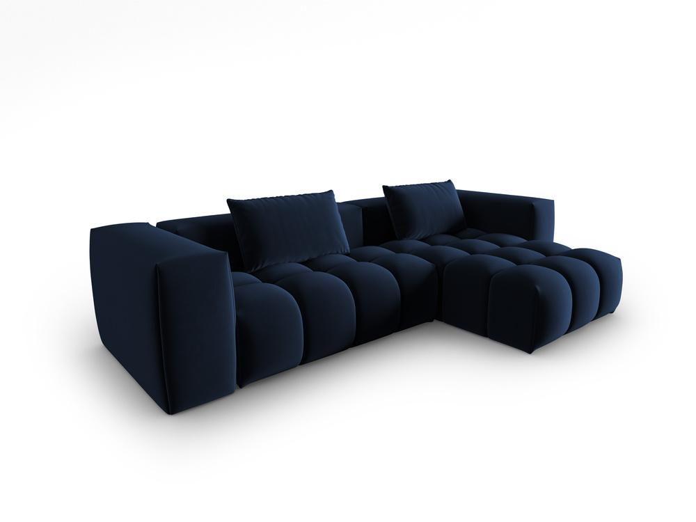 Cosmopolitan Design Ecksofa Verona 3-Sitzer Samt Casino Königsblau Rechts