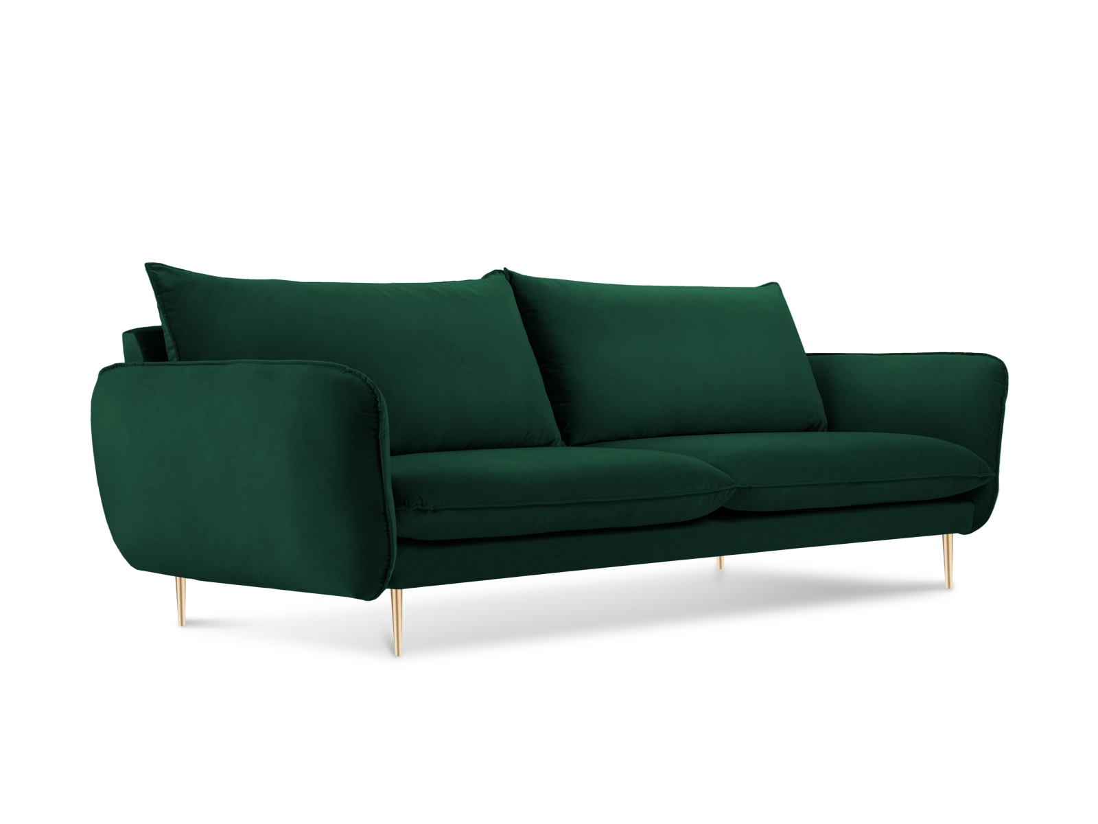 Cosmopolitan Design Sofa Vienna 4-Sitzer Samt Bluvel Flaschengrün Beine Gold