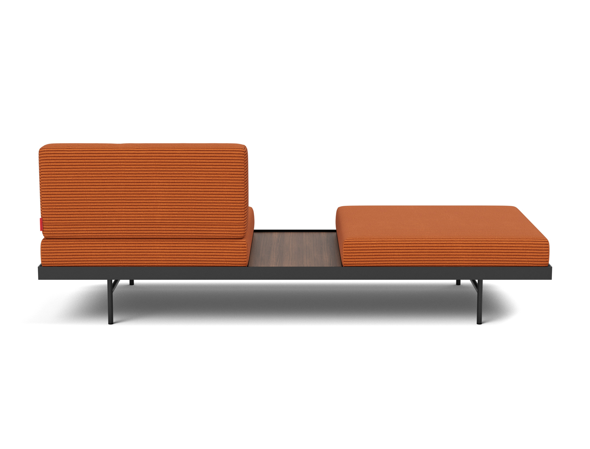 Tagesbett Puri Kord Corduroy 595-Burnt-Orange Beine mit Nussbaumtisch