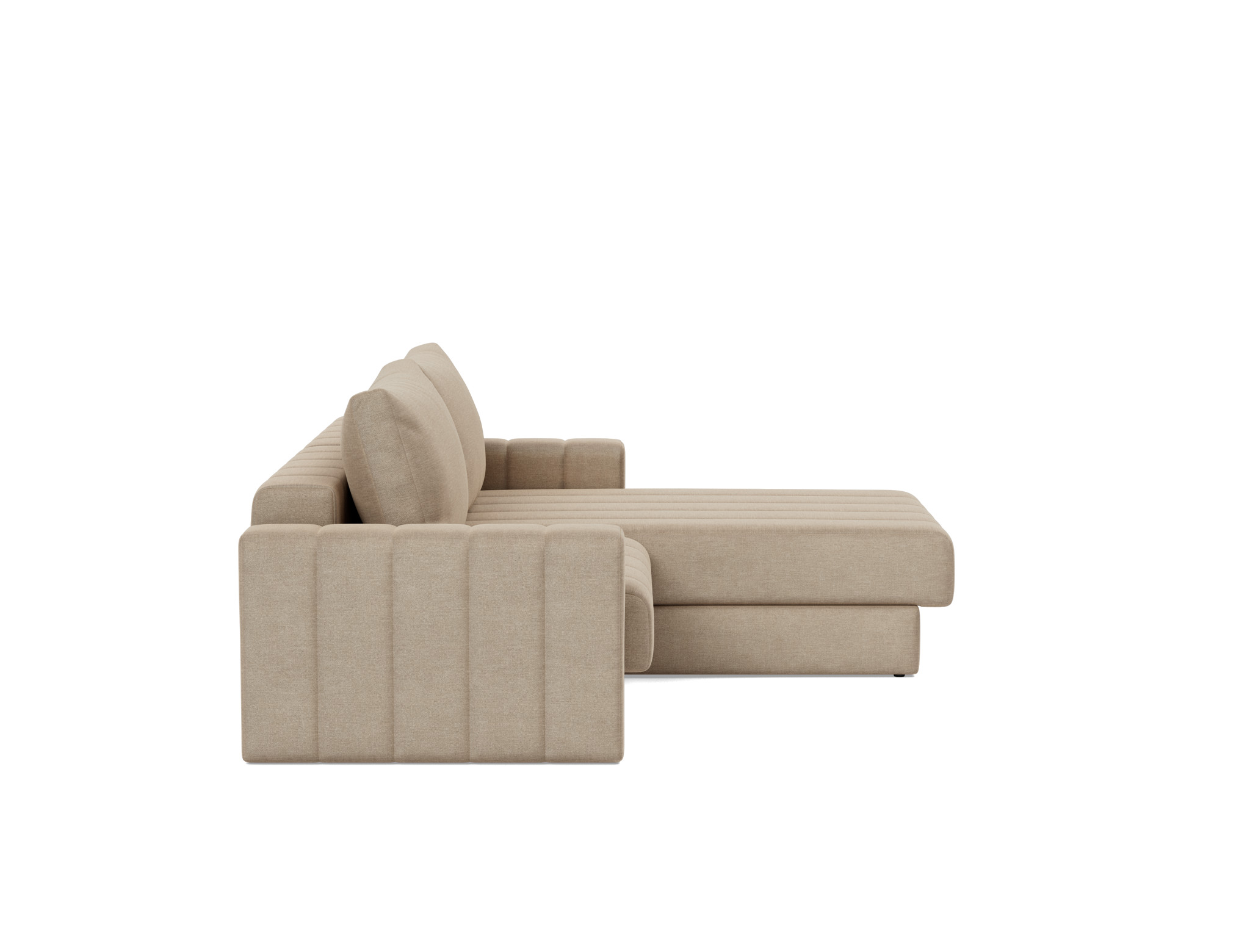 Schlafsofa Akello mit Chaiselongue und Armlehnen Flachgewebe Phobos 587-Mocha