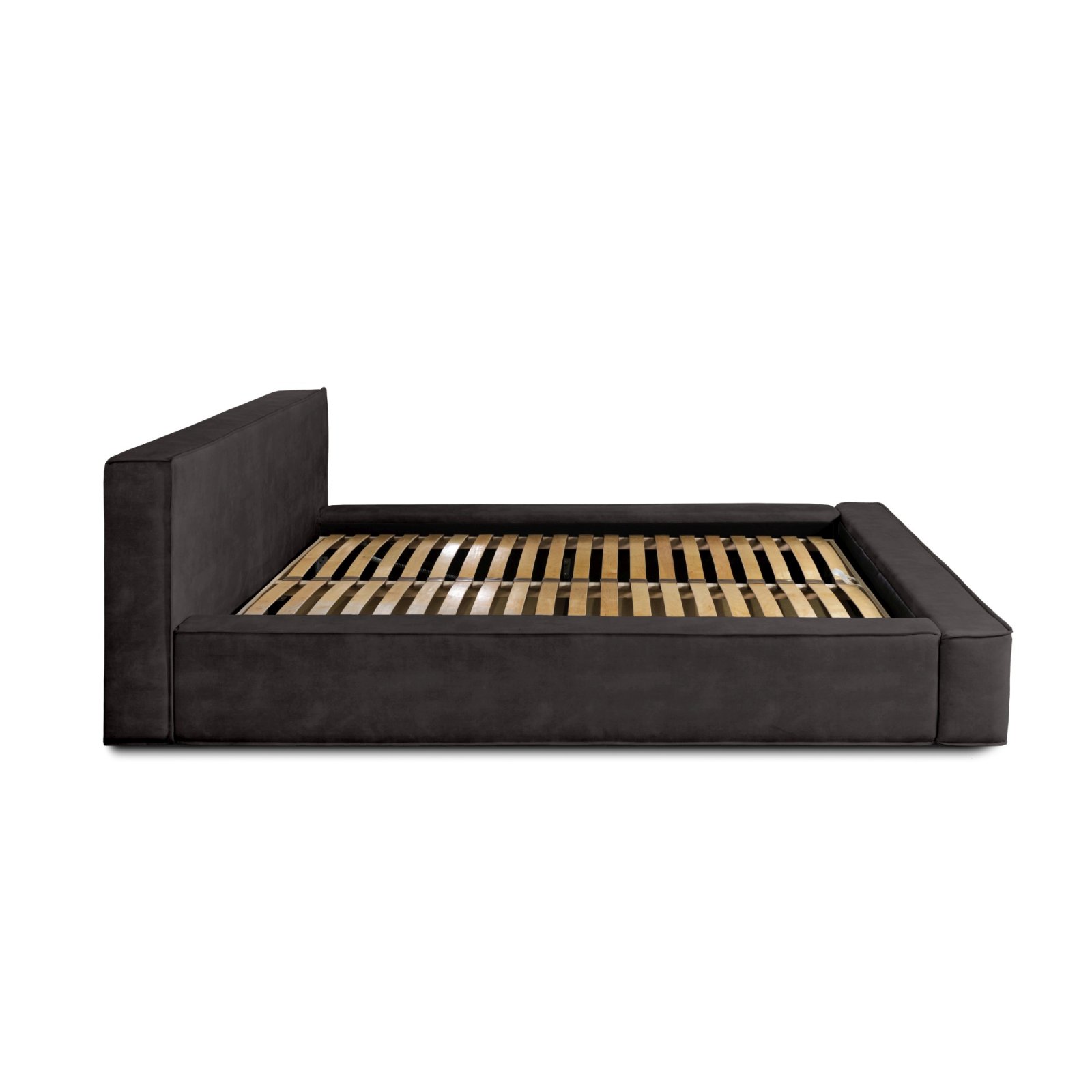 Polsterbett Delano Samtstoff 140x200 mit Metallrahmen Macau Anthracite