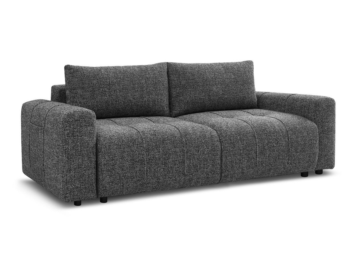 Bobochic Arsene Schlafsofa 3-Sitzer mit Bettkasten Melange-Stoff Dunkelgrau