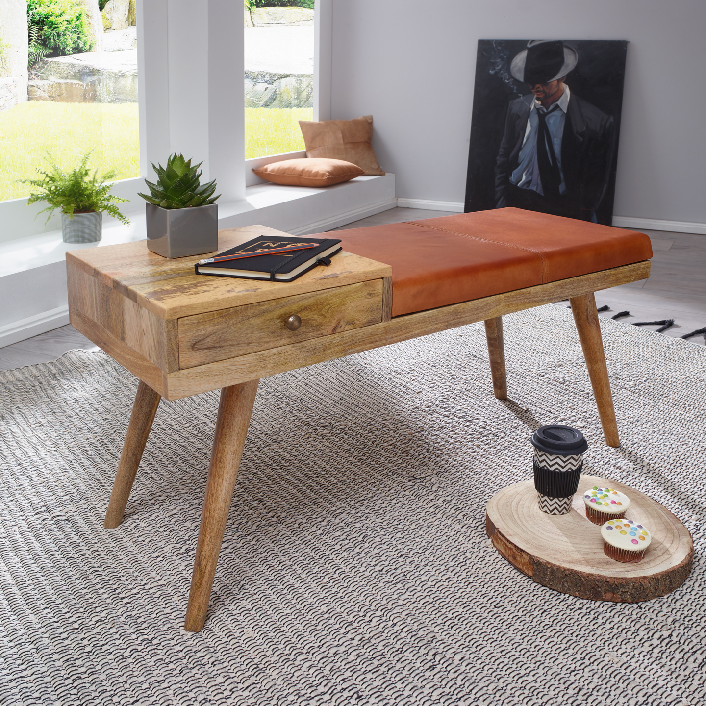 Sitzbank Blonduos Mango Massivholz Braun 100 × 38 × 52 cm