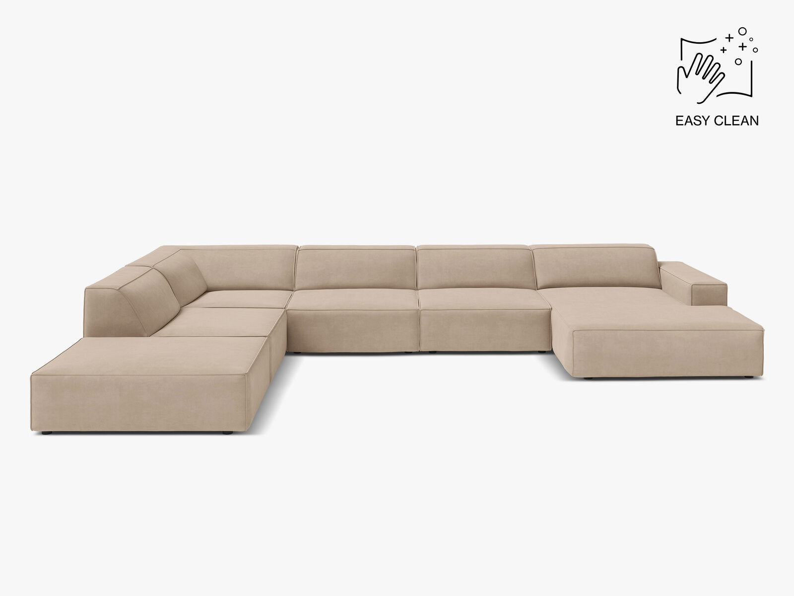 Micadoni Panorama-Ecksofa Jodie 7-Sitzer Samt Venus Beige Links
