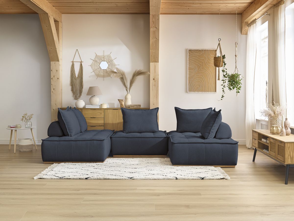 Bobochic Elisa Wohnlandschaft Strukturstoff Dunkelblau