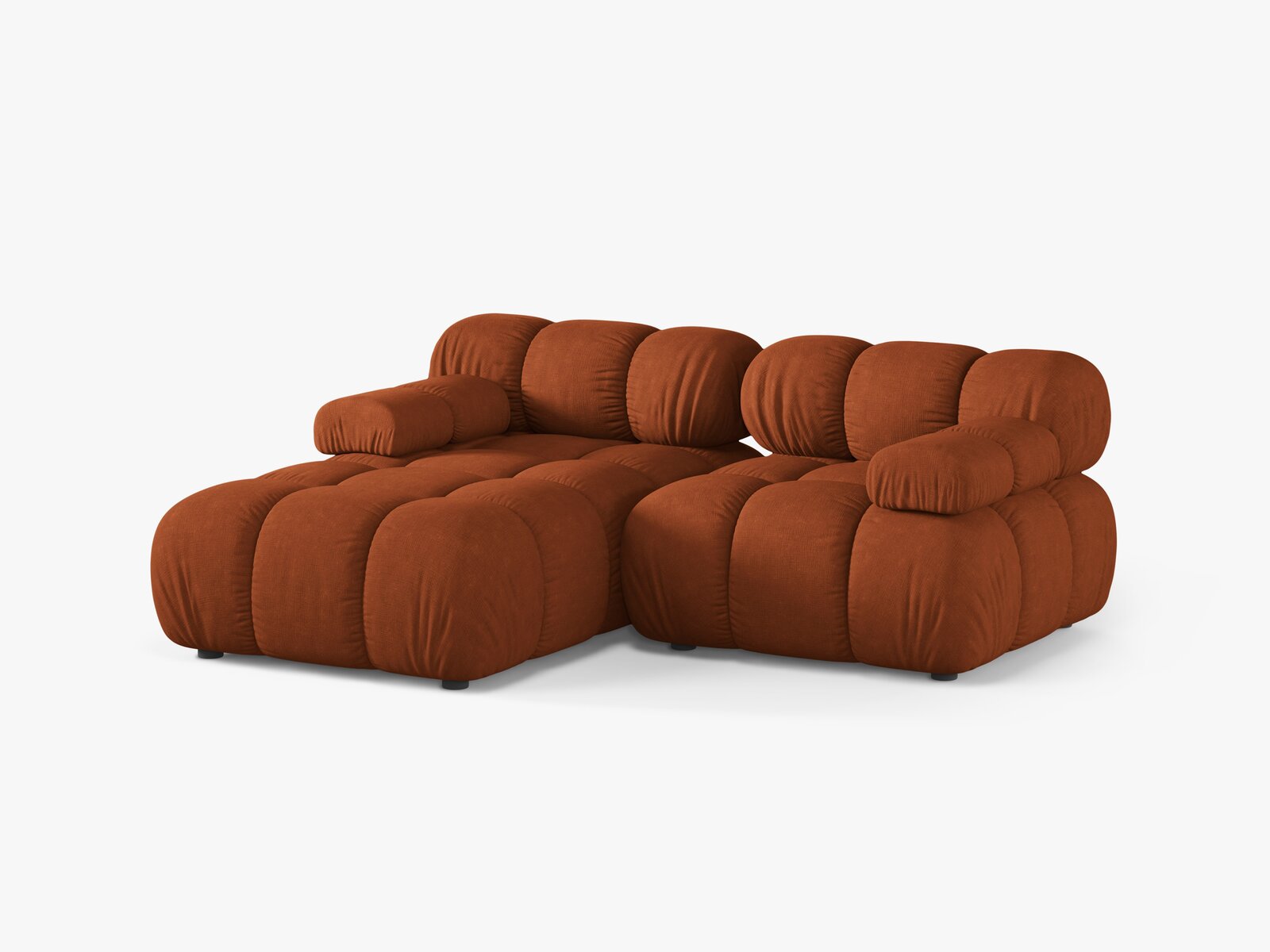 Micadoni Modulares Ecksofa Bellis 3-Sitzer Links Strukturierter Stoff Liberty Ziegel