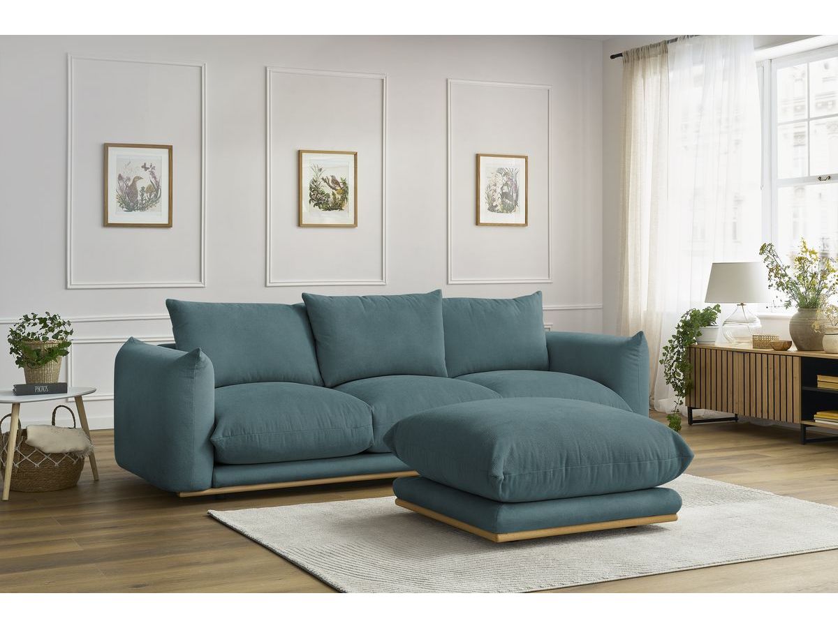 Bobochic Ernest Sofa 4-Sitzer mit Pouf Stoff Dunkelblau