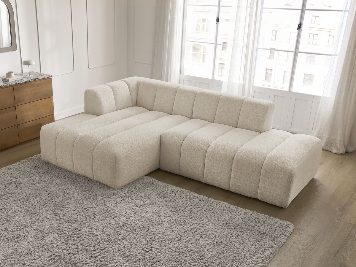 Bobochic Annecy Ecksofa Bouclé-Stoff Beige Ecke links