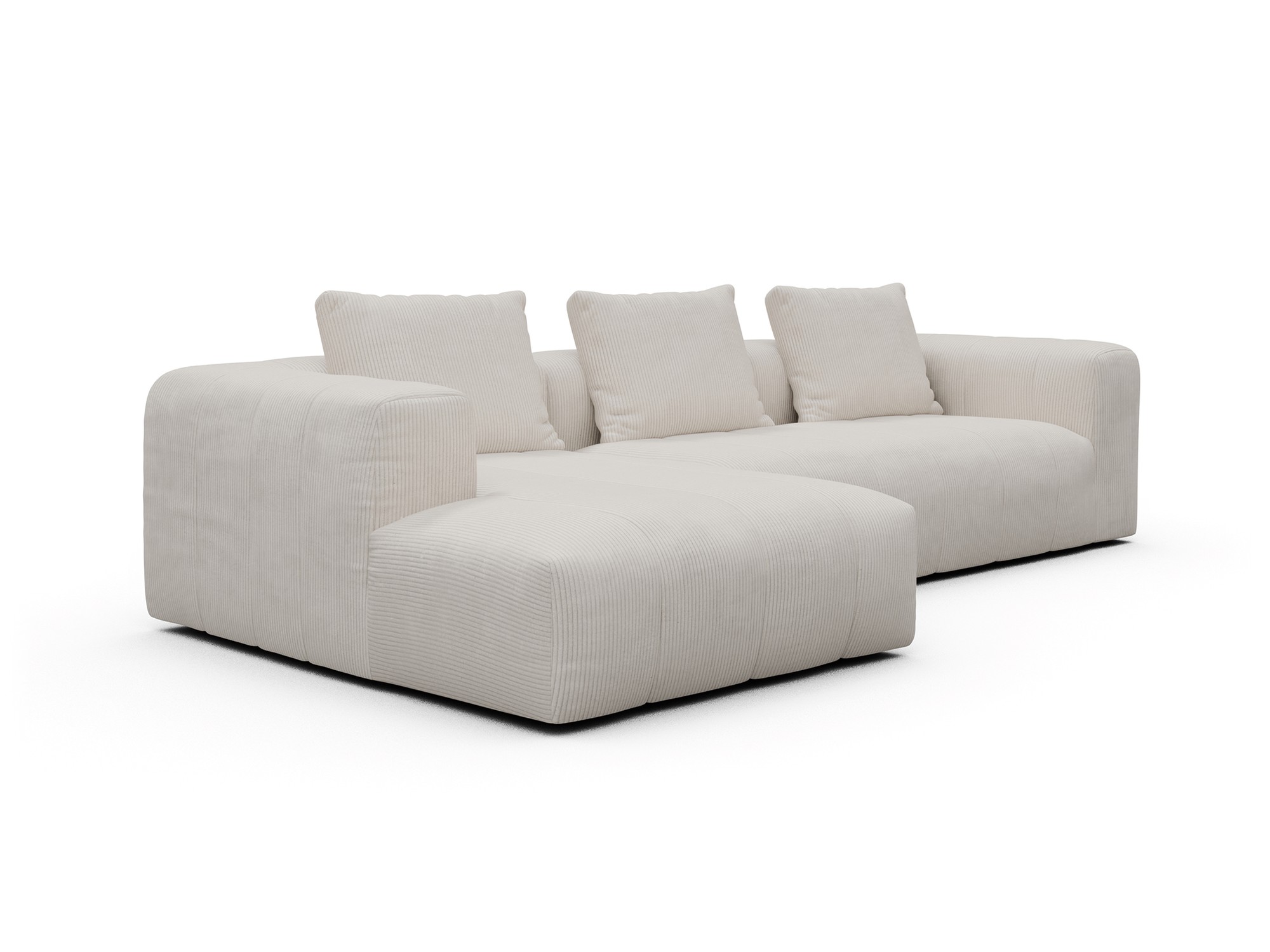 Hugo 2,5-Sitzer Armlehne rechts mit Chaiselongue Corduroy-Ivory moebelfaktor