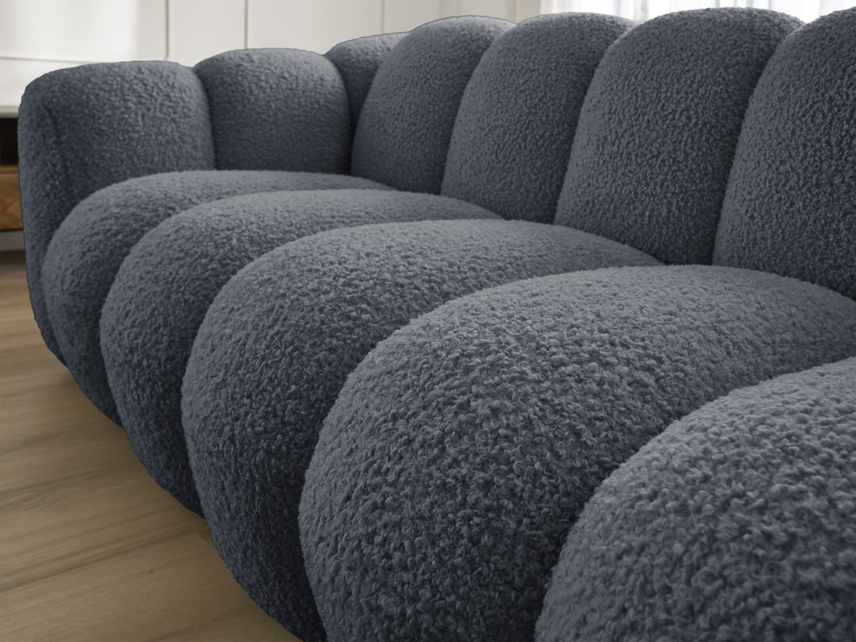 Bobochic Hippolyte Sofa 3-Sitzer Bouclé-Stoff Dunkelgrau